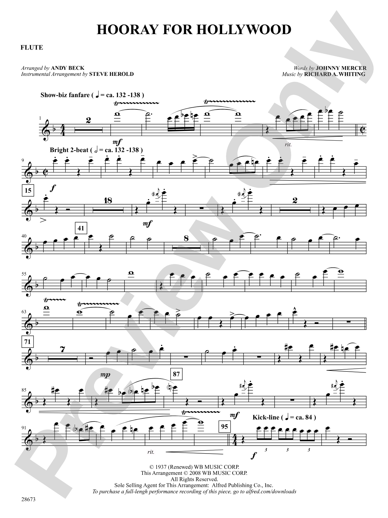 Hooray for Hollywood: Flute: Choral SoundPax