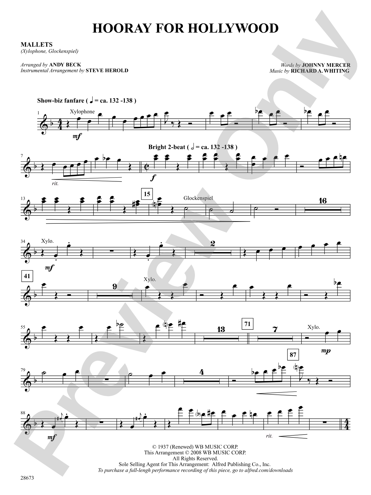 Hooray for Hollywood: Mallets: Choral SoundPax