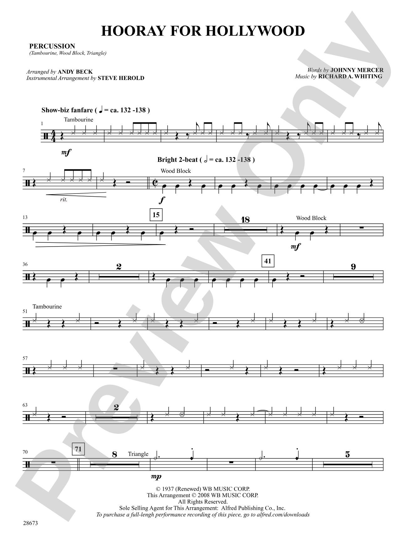 Hooray for Hollywood: 1st Percussion: Choral SoundPax