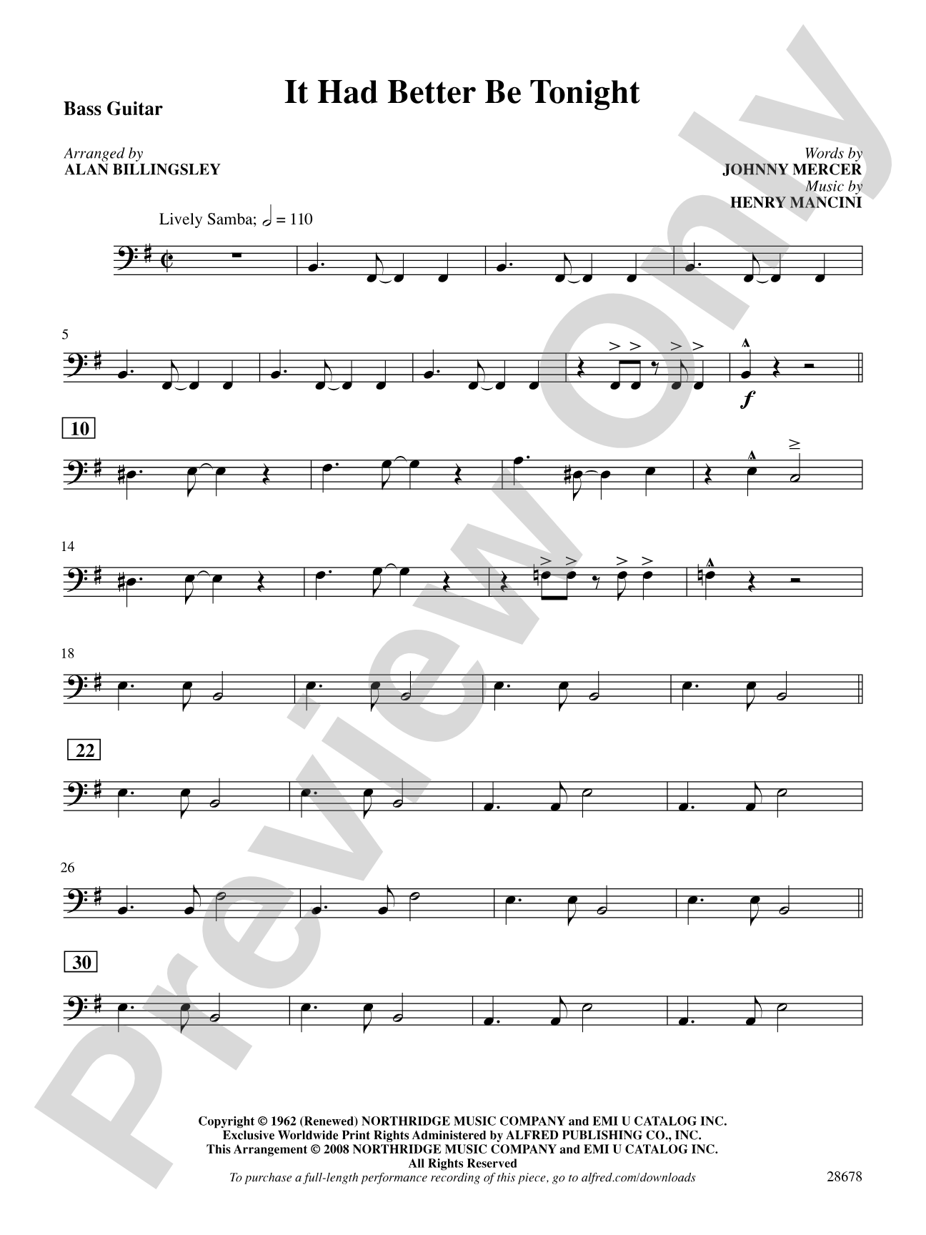 It Had Better Be Tonight (recorded by Michael Buble): String Bass: Choral SoundPax