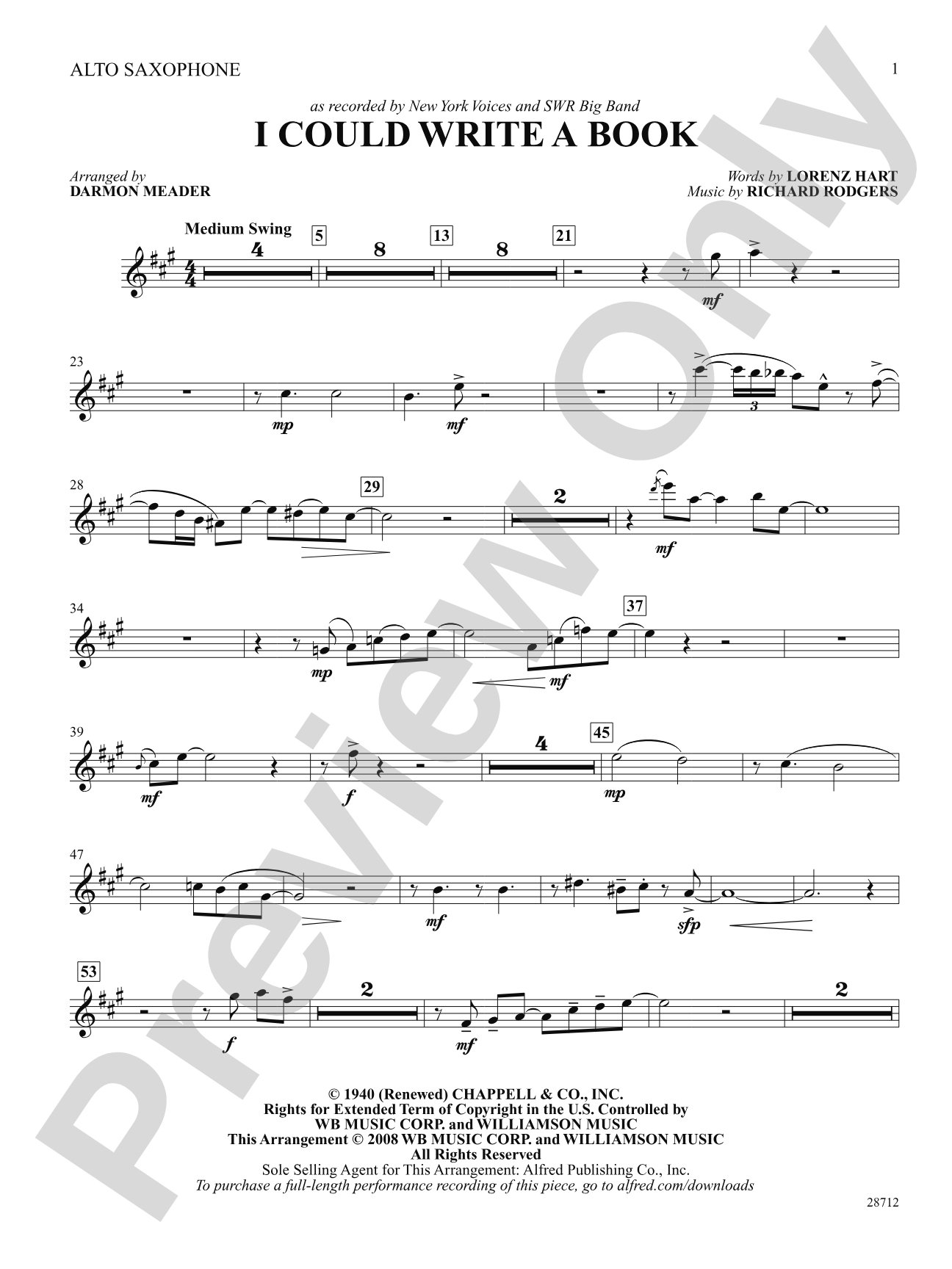 I Could Write a Book: E-flat Alto Saxophone: Choral SoundPax