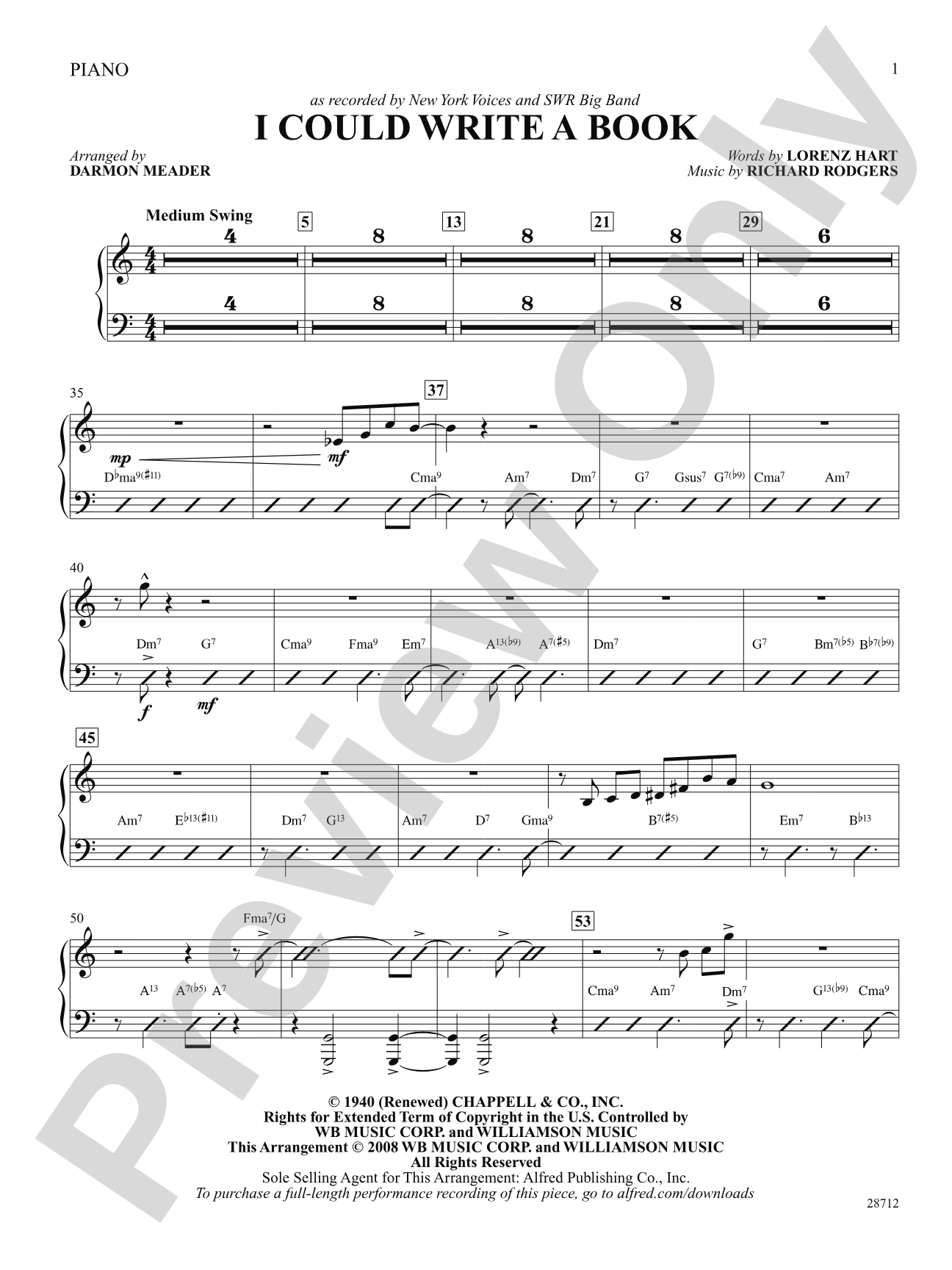 I Could Write a Book: Piano Accompaniment: Choral SoundPax