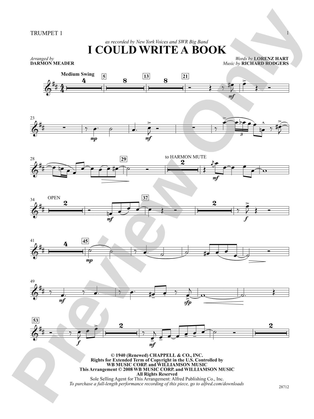 I Could Write a Book: 1st B-flat Trumpet: Choral SoundPax