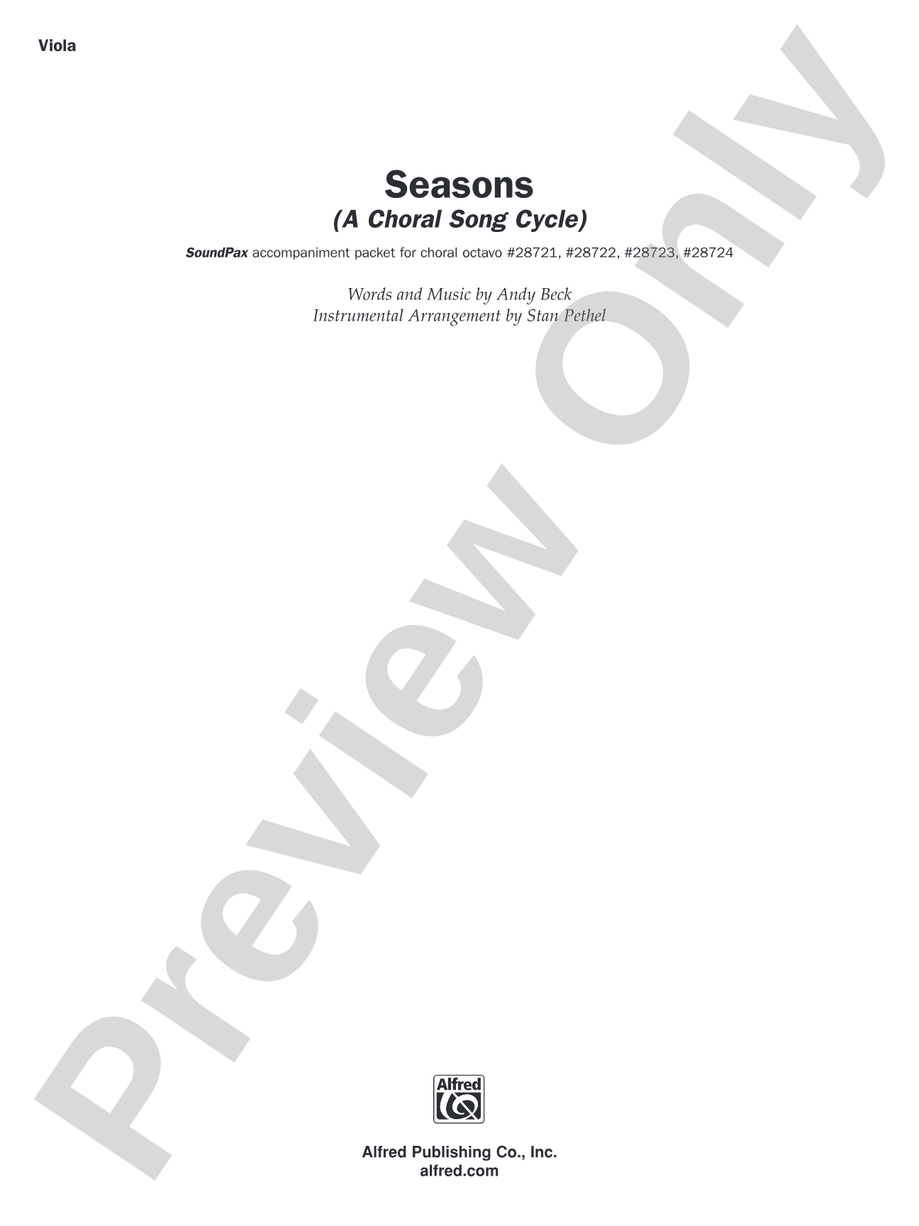 Seasons (A Choral Song Cycle): Viola: Choral SoundPax