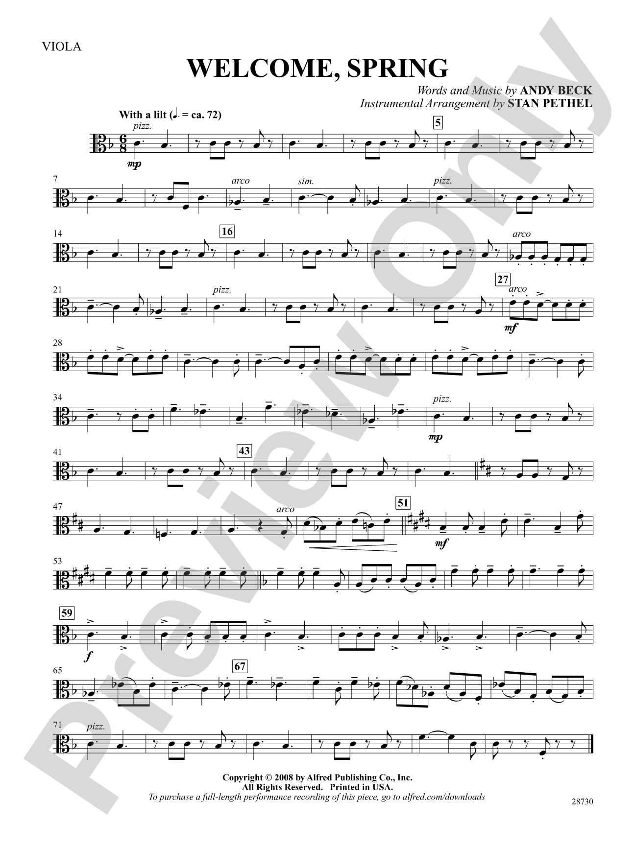 Welcome, Spring: Viola: Choral SoundPax