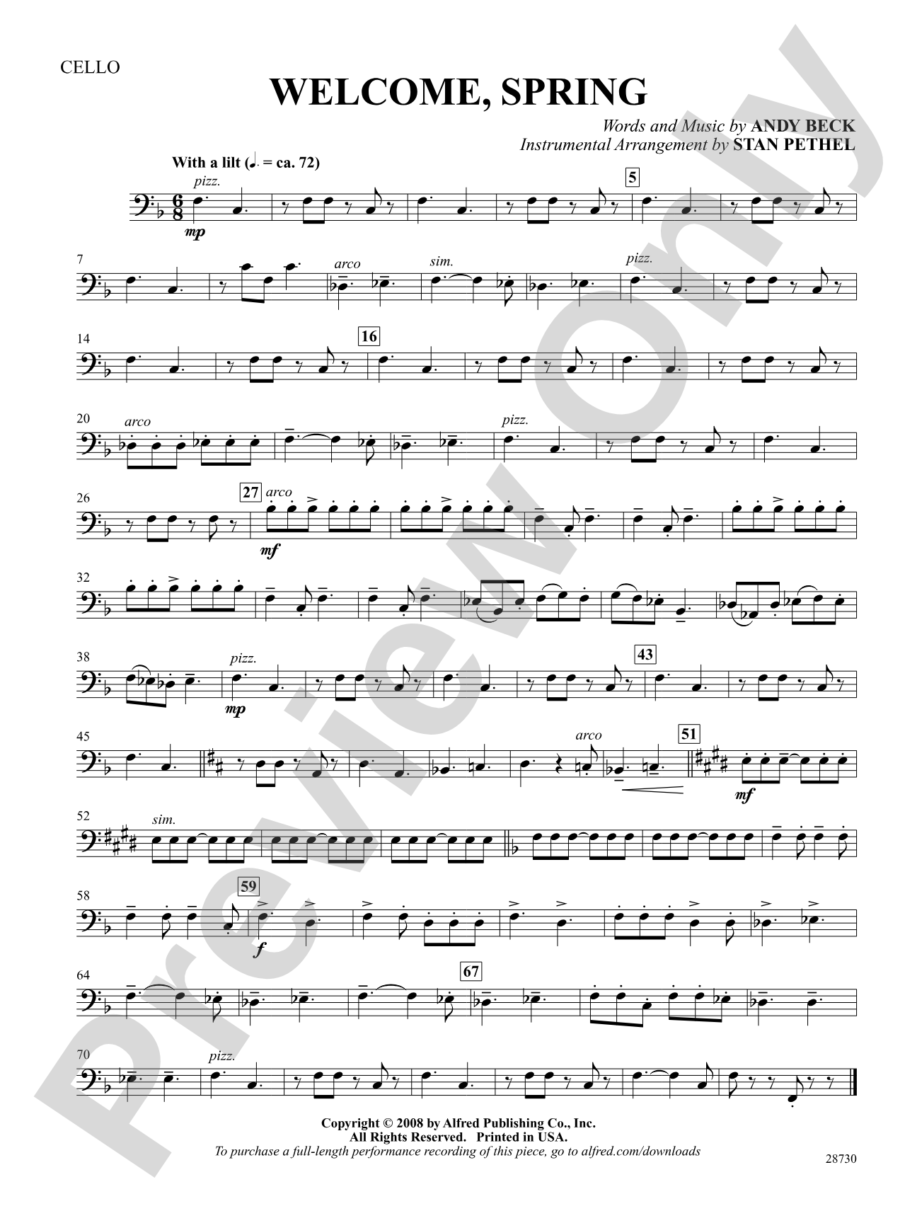 Welcome, Spring: Cello: Choral SoundPax