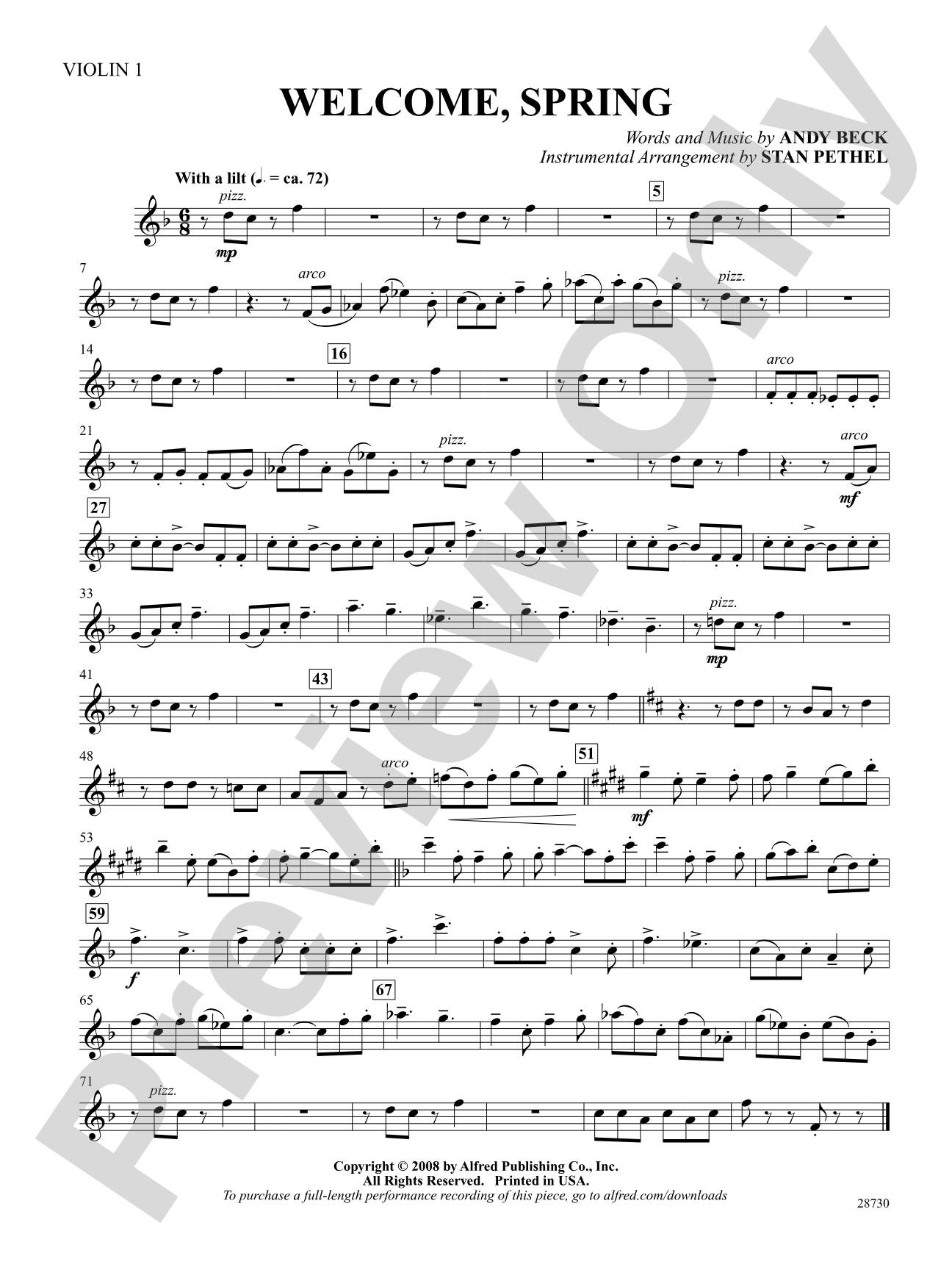 Welcome, Spring: 1st Violin: Choral SoundPax