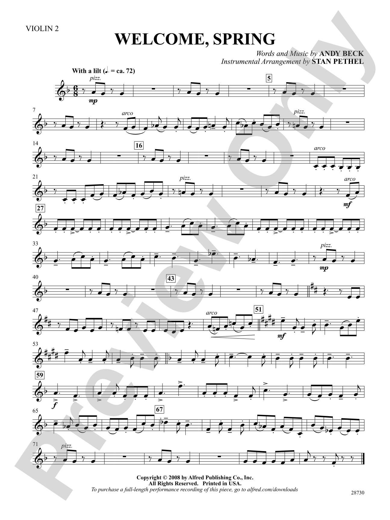 Welcome, Spring: 2nd Violin: Choral SoundPax