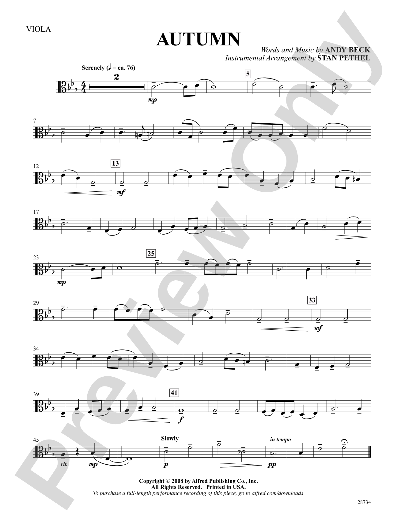 Autumn: Viola: Choral SoundPax