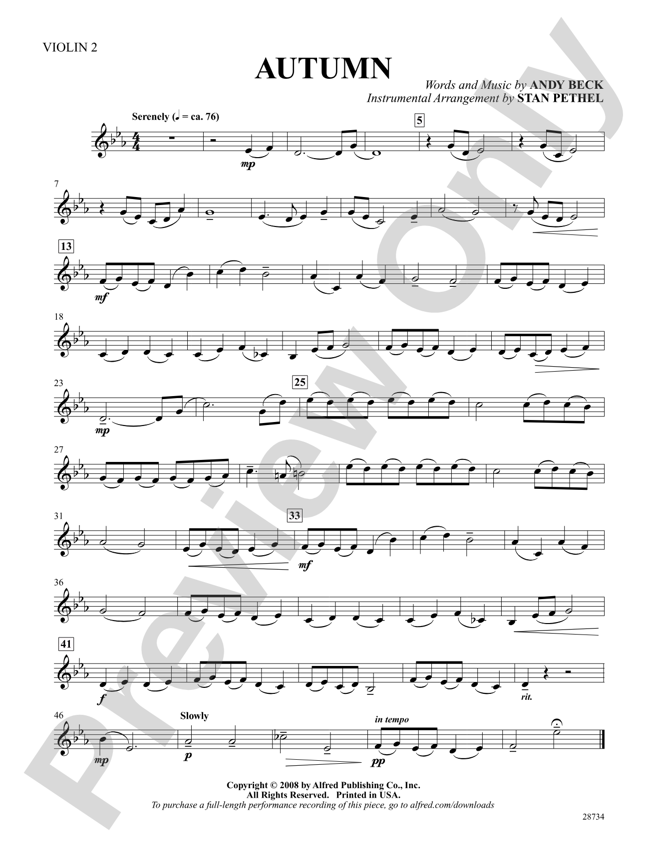 Autumn: 2nd Violin: Choral SoundPax