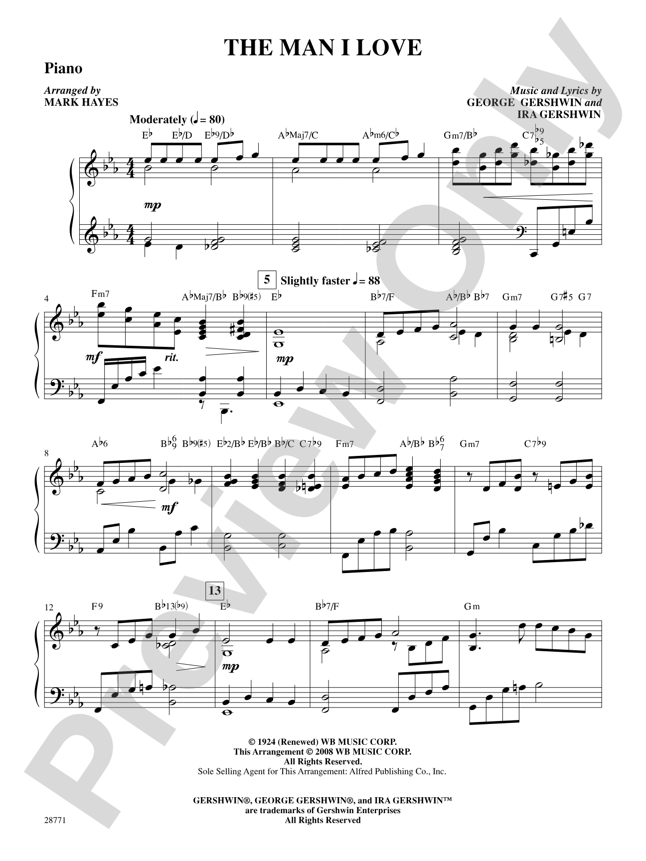 The Man I Love: Piano Accompaniment: Choral SoundPax