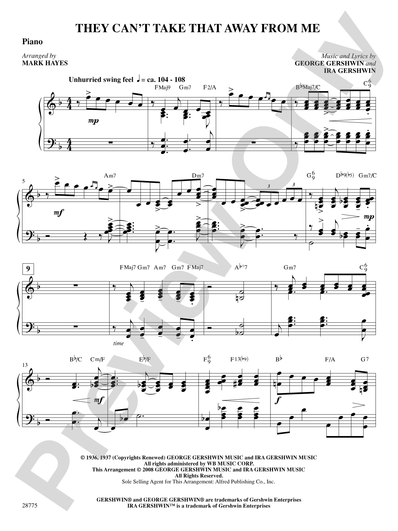 They Can't Take That Away from Me: Piano Accompaniment: Choral SoundPax