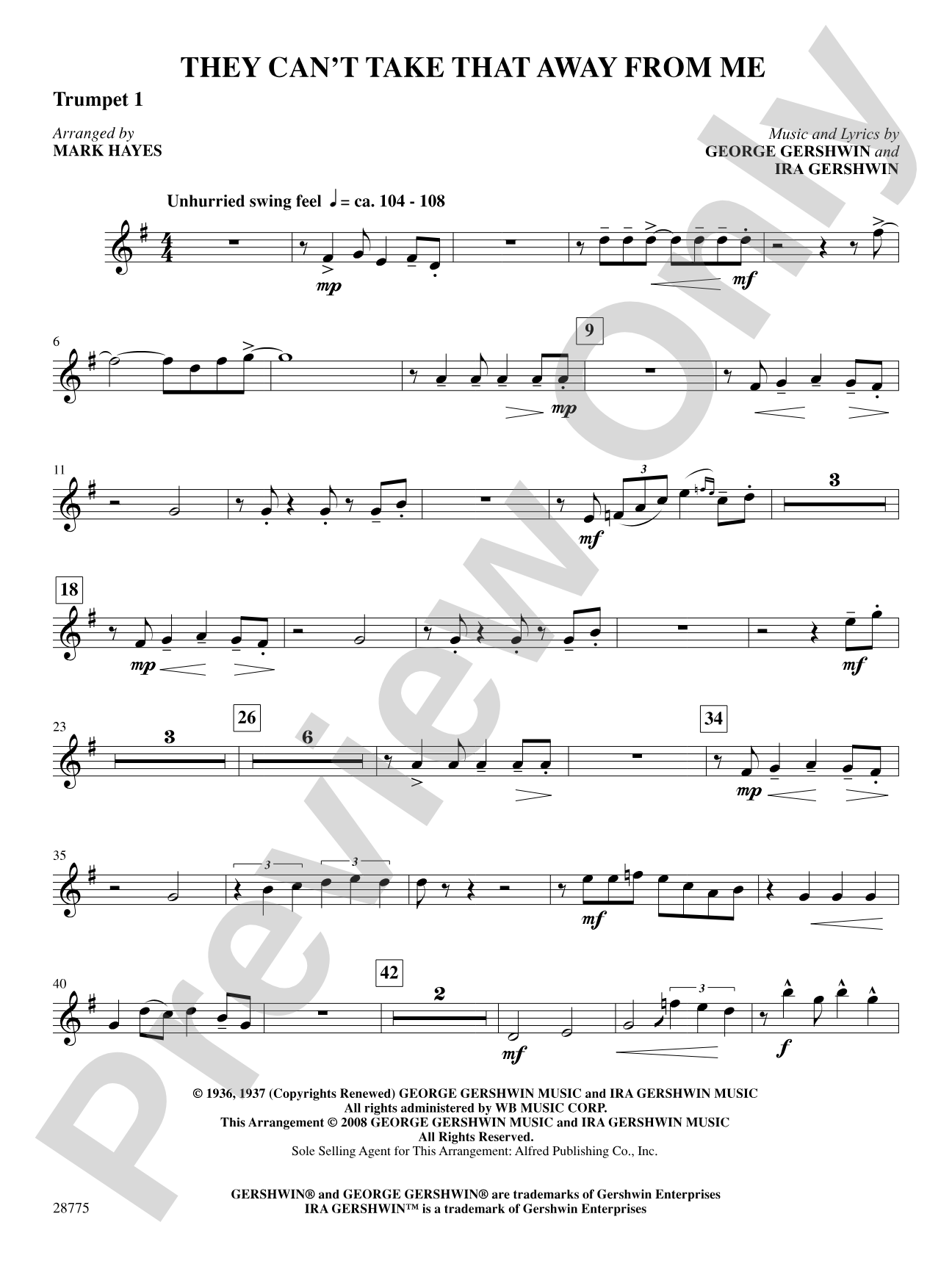 They Can't Take That Away from Me: 1st B-flat Trumpet: Choral SoundPax