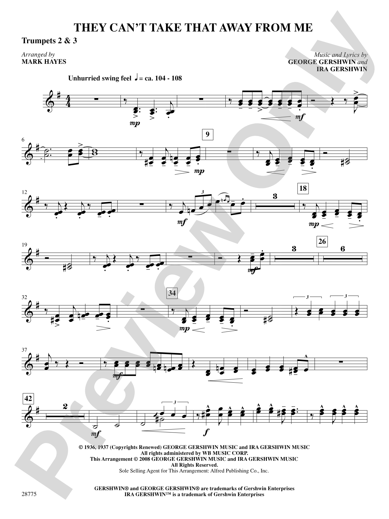 They Can't Take That Away from Me: 2nd & 3rd Trumpet: Choral SoundPax