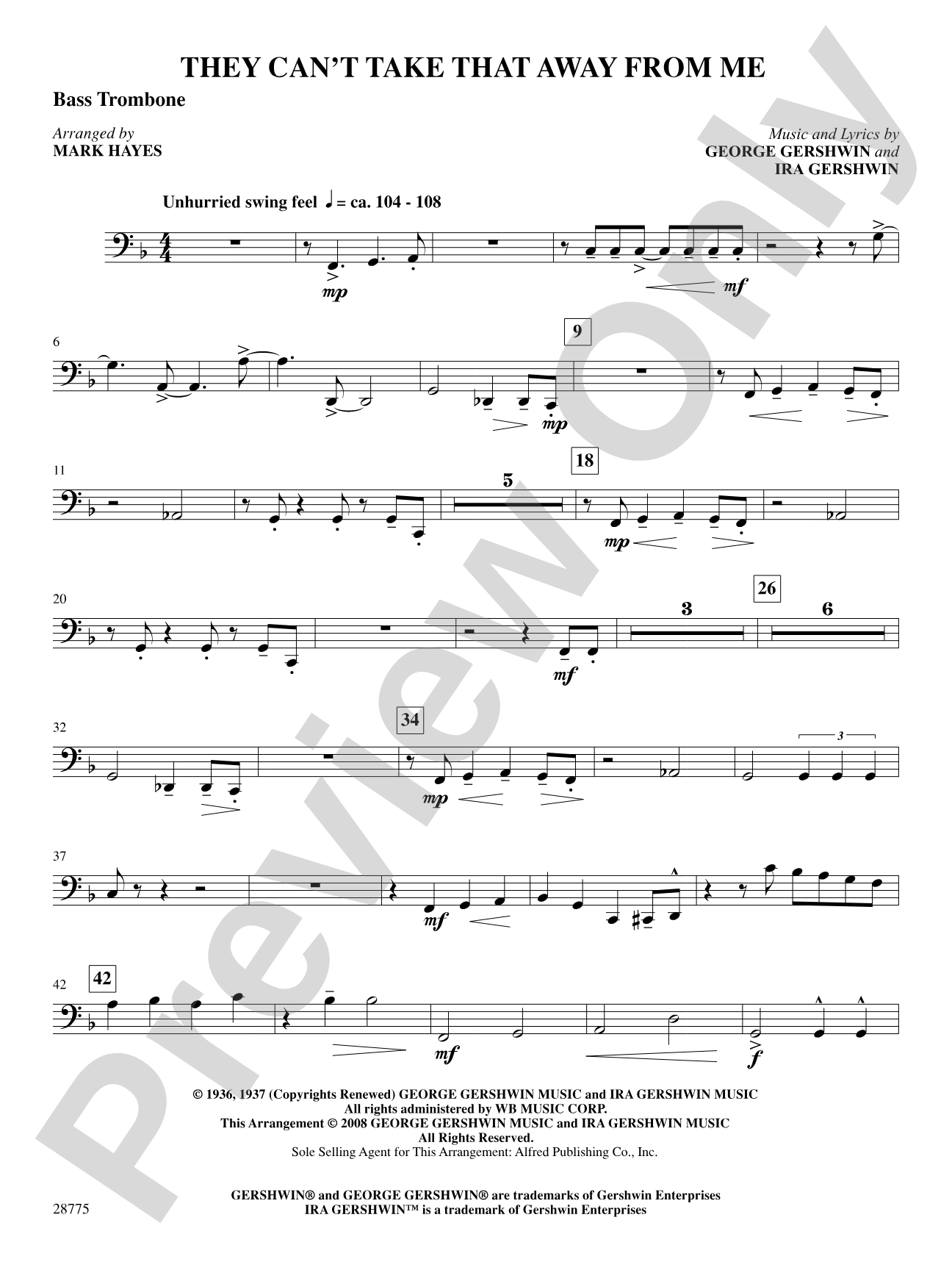 They Can't Take That Away from Me: 3rd Trombone: Choral SoundPax