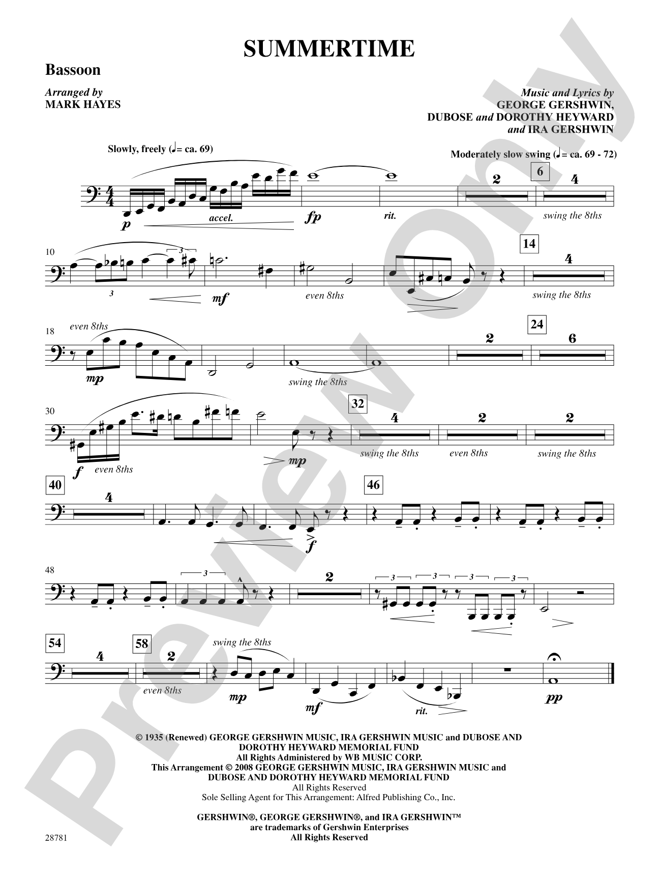 Summertime (from the musical Porgy and Bess): Bassoon: Choral SoundPax