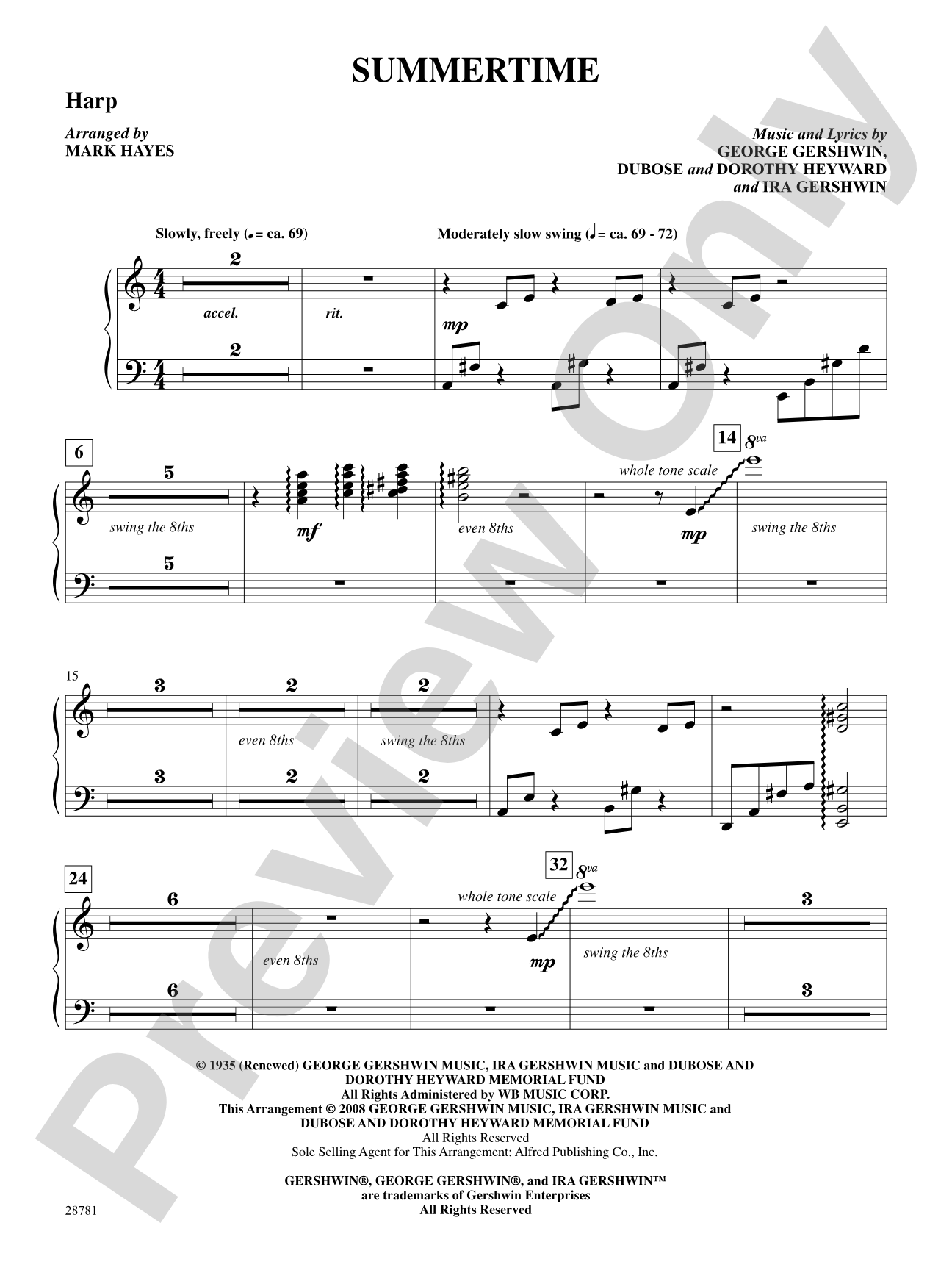 Summertime (from the musical Porgy and Bess): Harp: Choral SoundPax