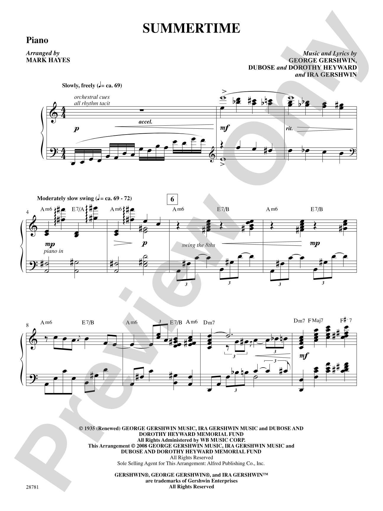 Summertime (from the musical Porgy and Bess): Piano Accompaniment: Choral SoundPax
