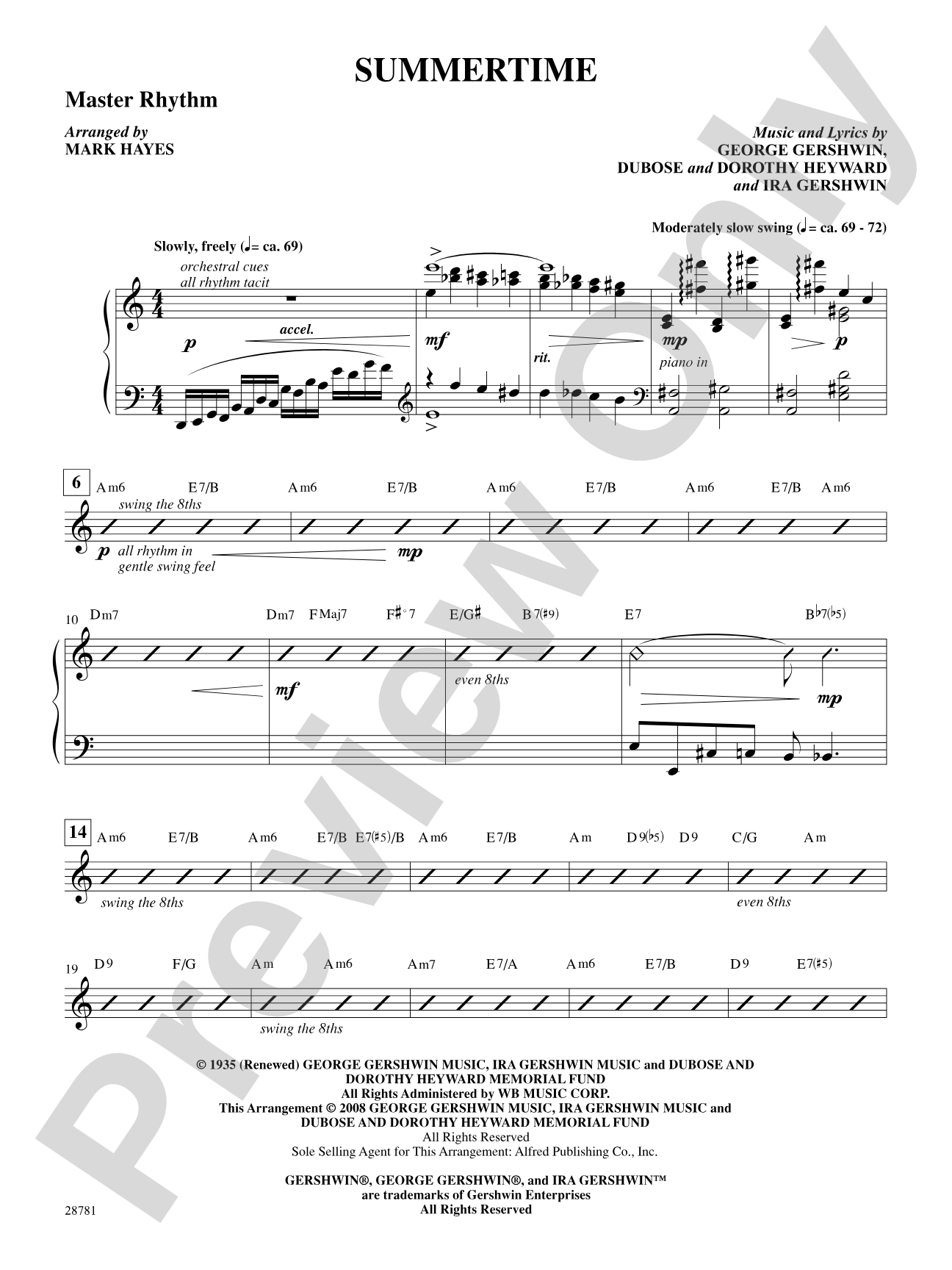 Summertime (from the musical Porgy and Bess): Master Rhythm: Choral SoundPax