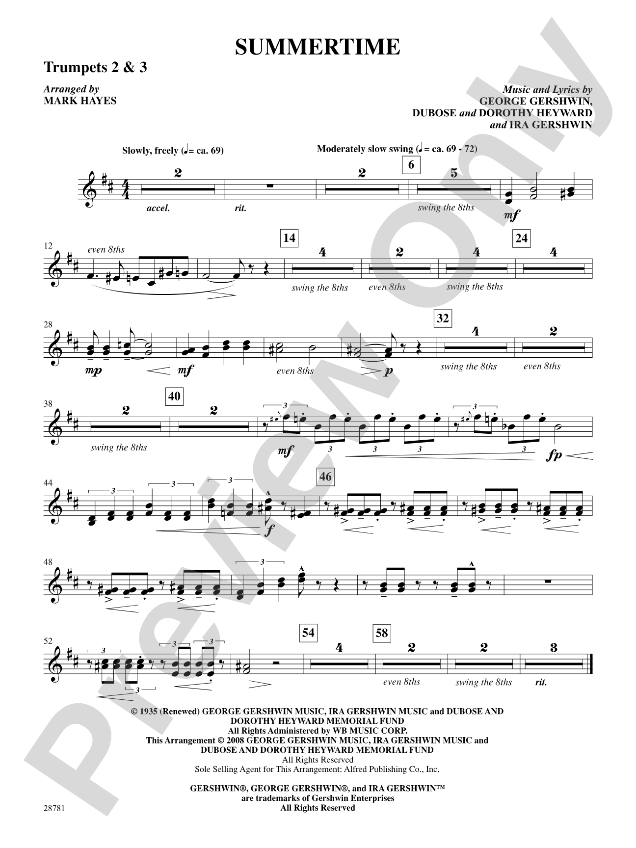 Summertime (from the musical Porgy and Bess): 2nd & 3rd Trumpet: Choral SoundPax