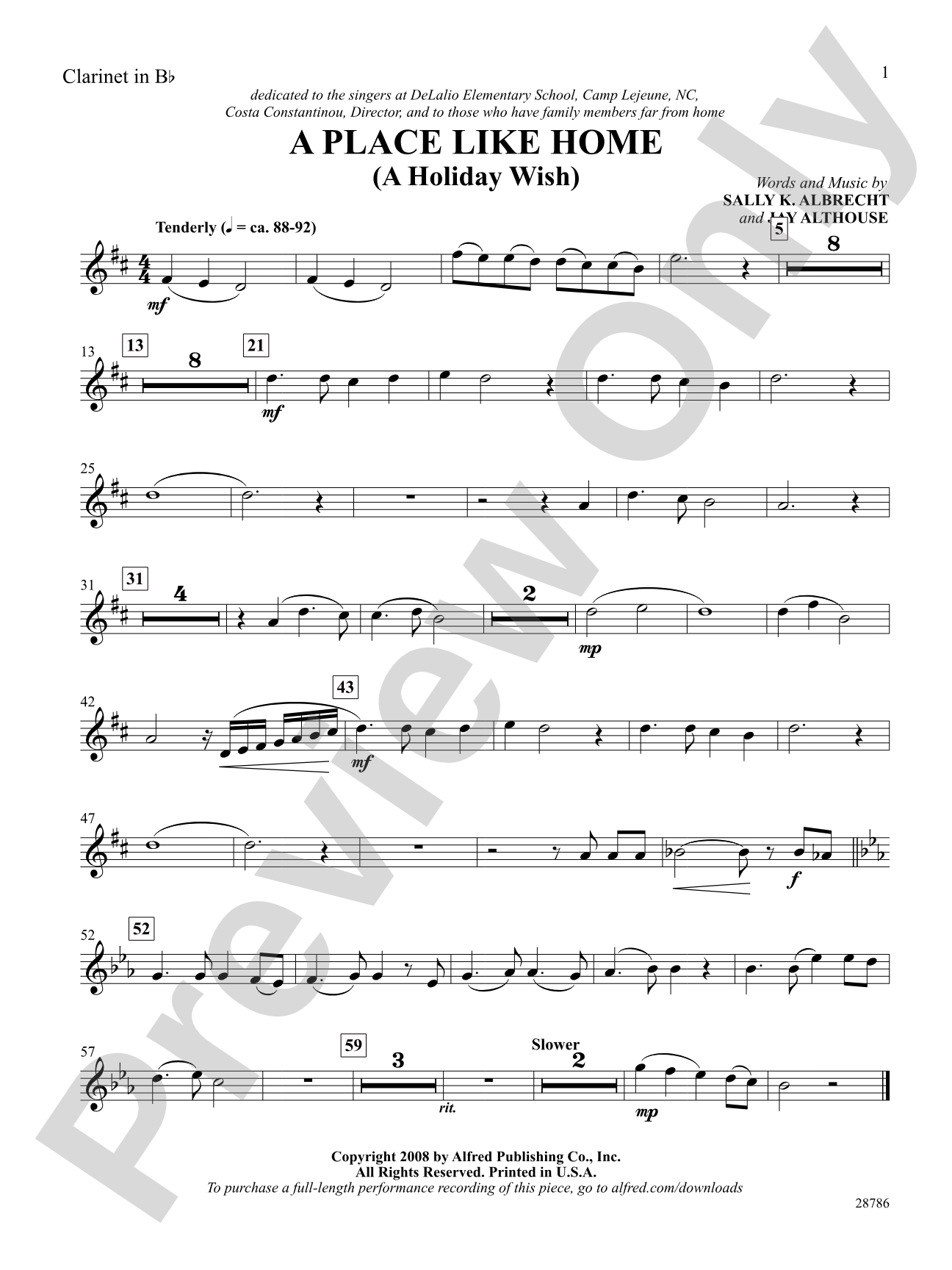 A Place Like Home (A Holiday Wish): 1st B-flat Clarinet: Choral SoundPax
