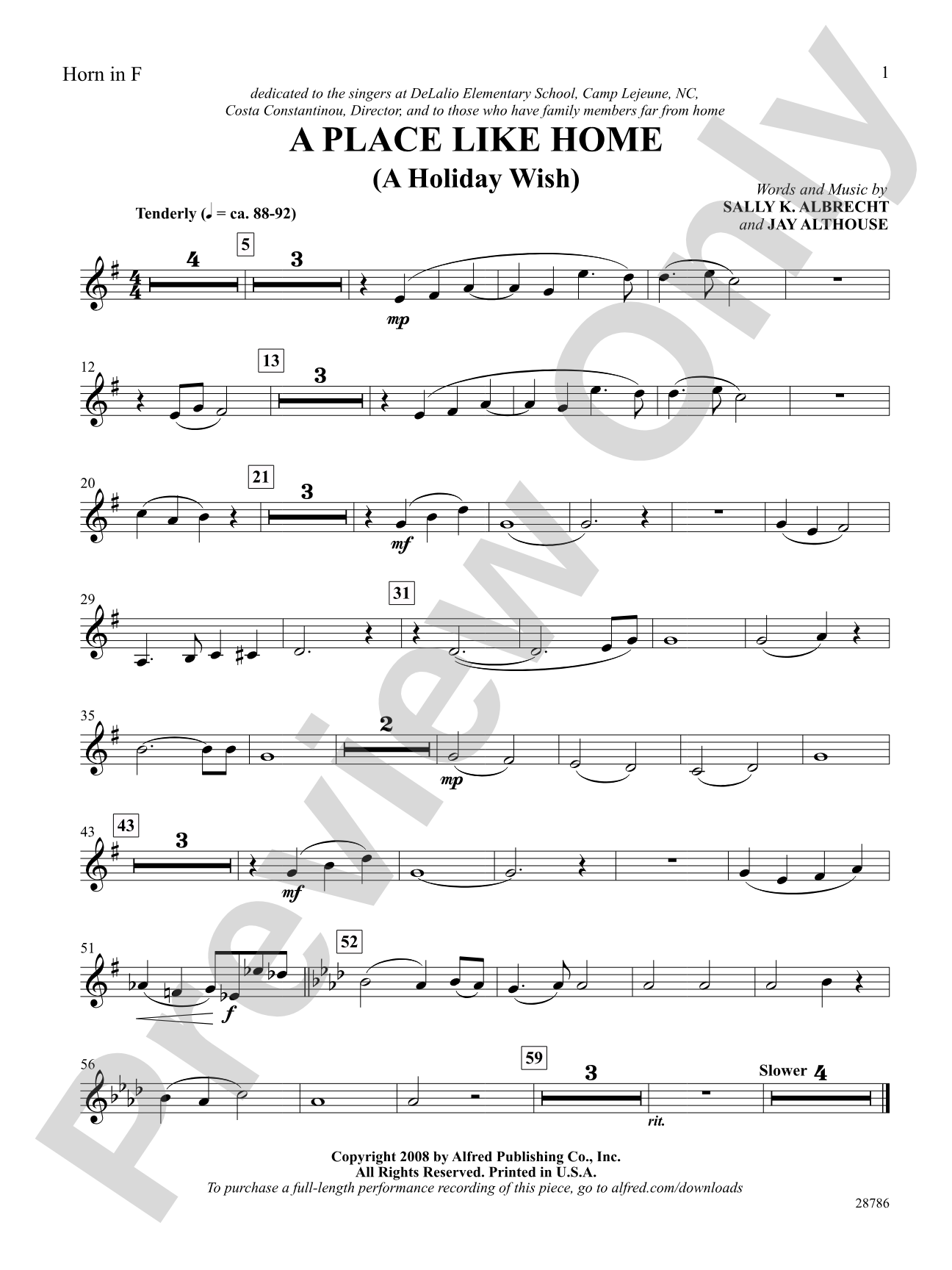 A Place Like Home (A Holiday Wish): 1st F Horn: Choral SoundPax