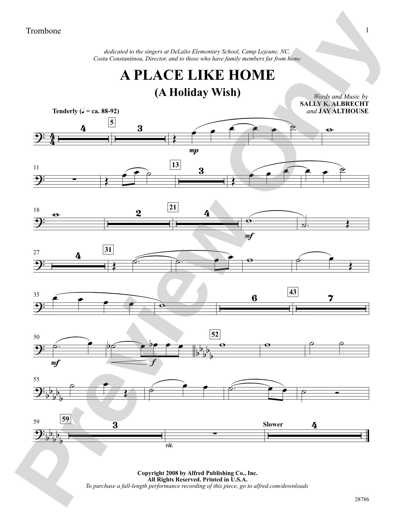 A Place Like Home (A Holiday Wish): 1st Trombone: Choral SoundPax