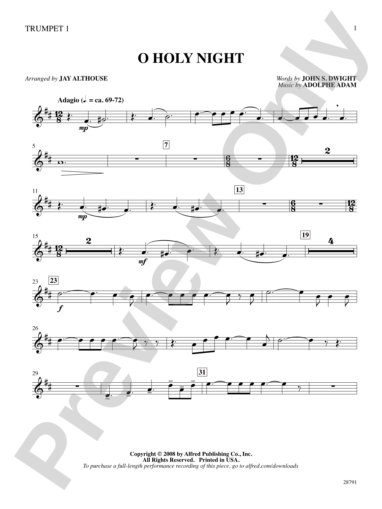 O Holy Night: 1st B-flat Trumpet: Choral SoundPax