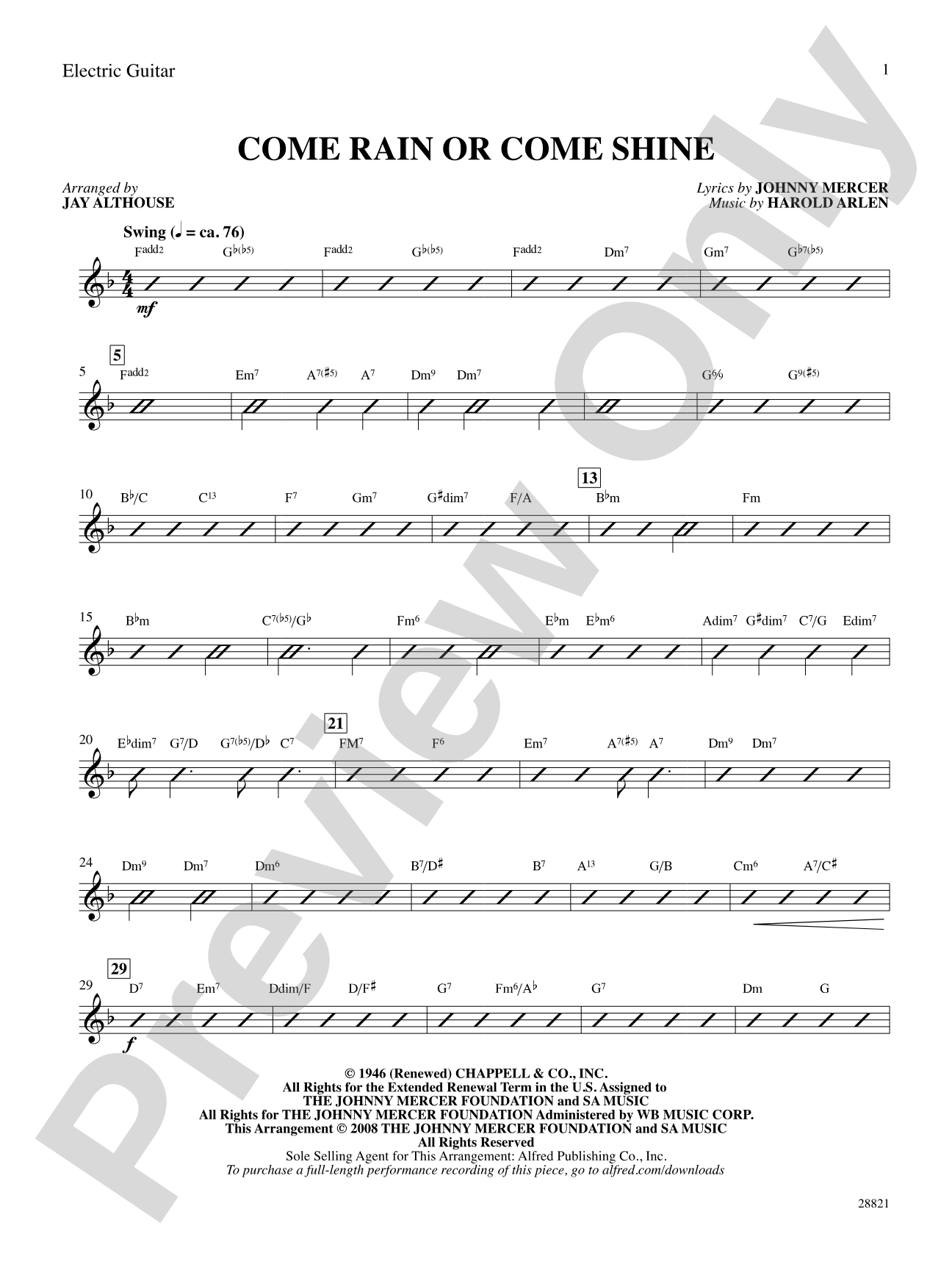 Come Rain or Come Shine: Guitar: Choral SoundPax