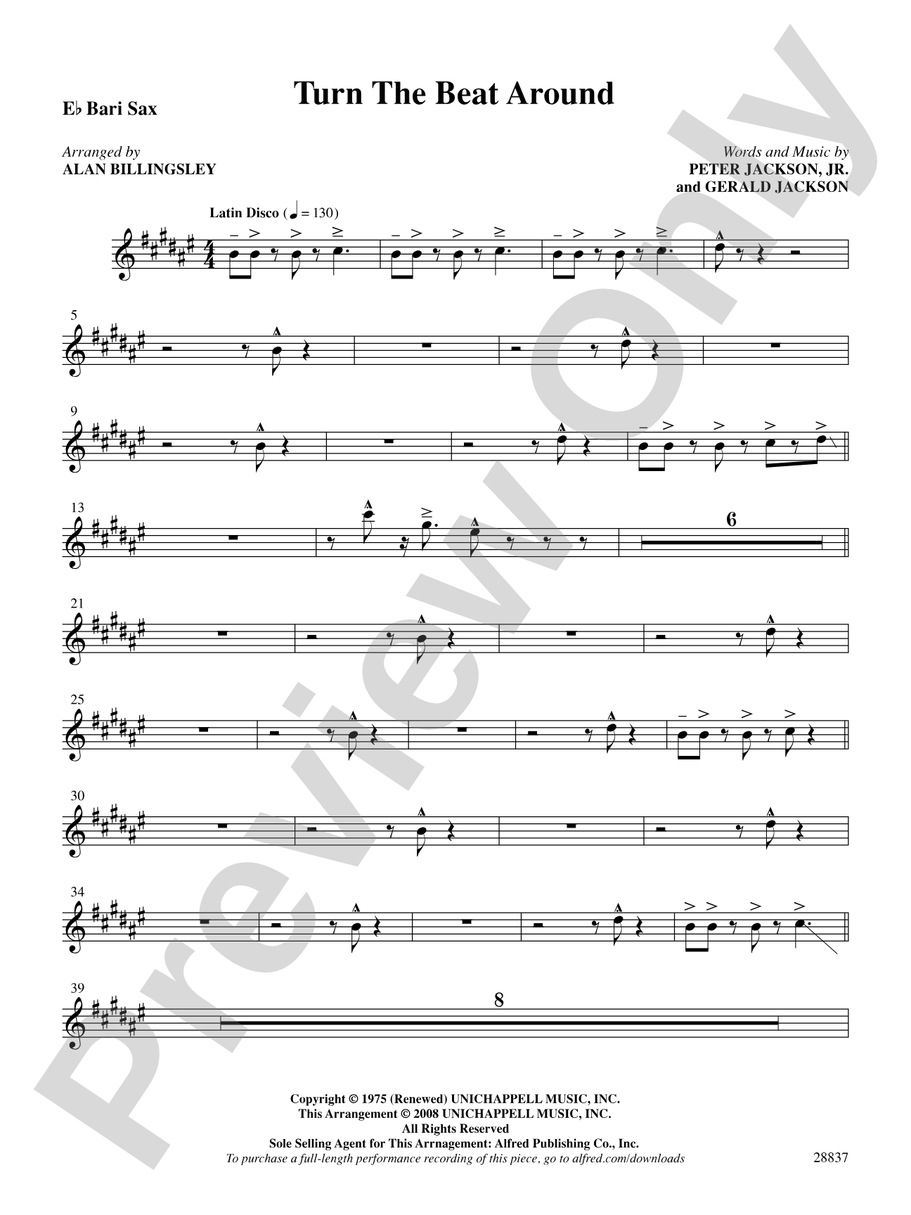 Turn the Beat Around: E-flat Baritone Saxophone: Choral SoundPax