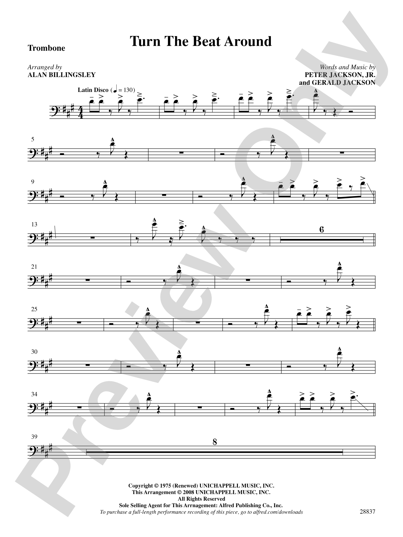 Turn the Beat Around: 1st Trombone: Choral SoundPax