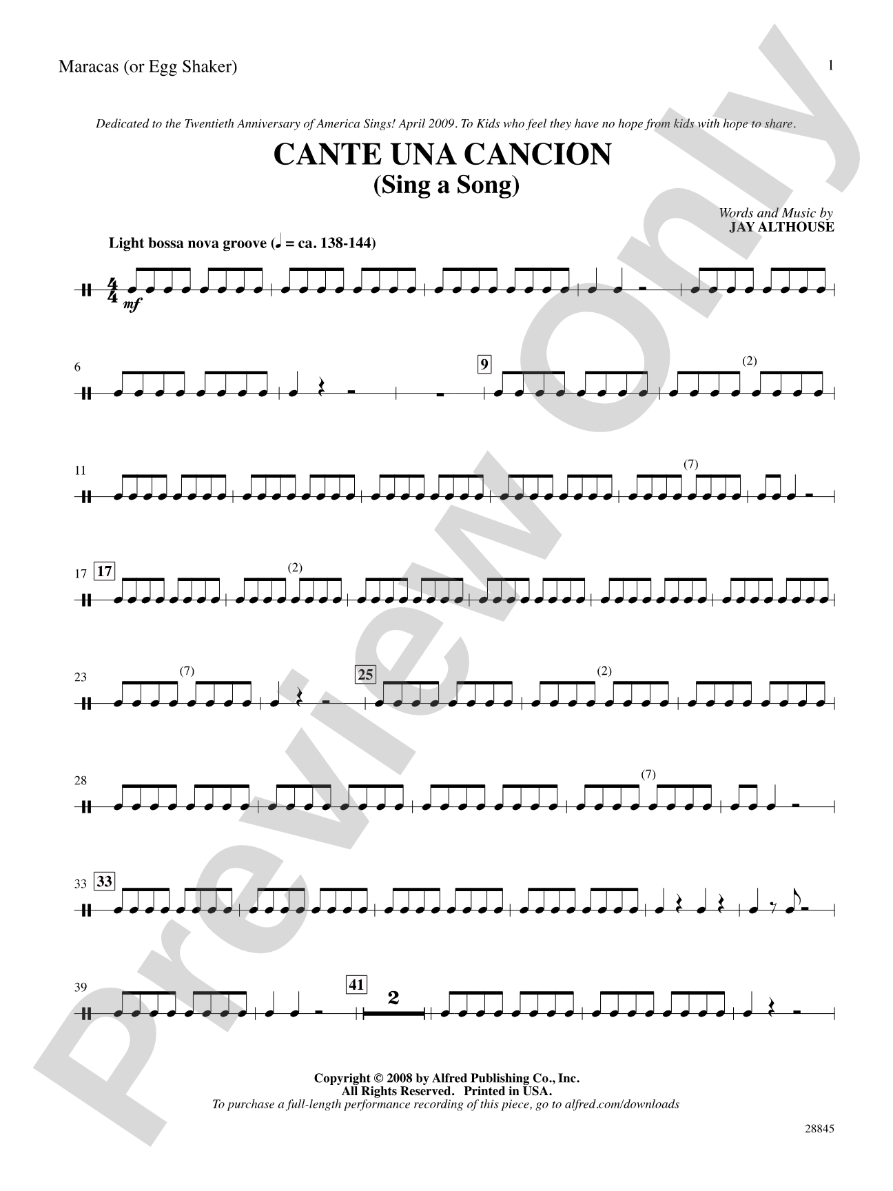 Cante una Cancion (Sing a Song): 1st Percussion: Choral SoundPax