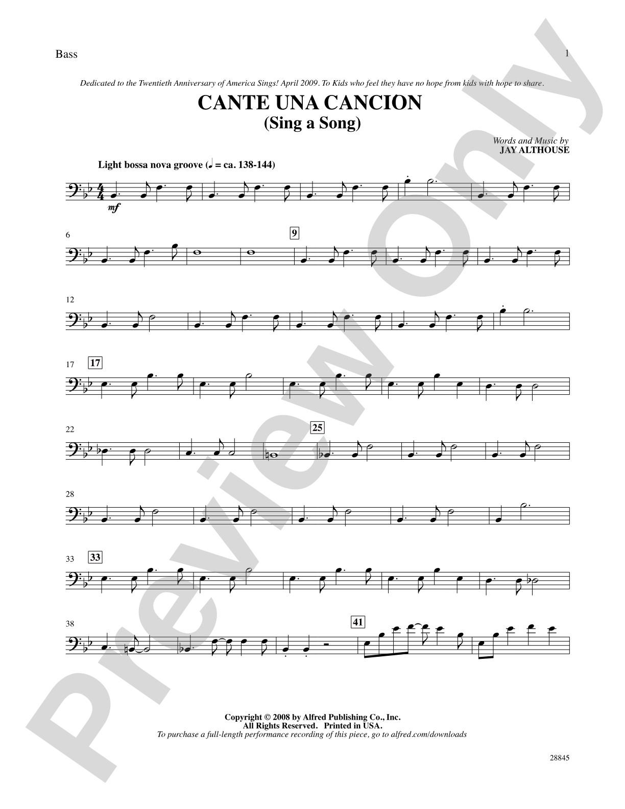 Cante una Cancion (Sing a Song): String Bass: Choral SoundPax