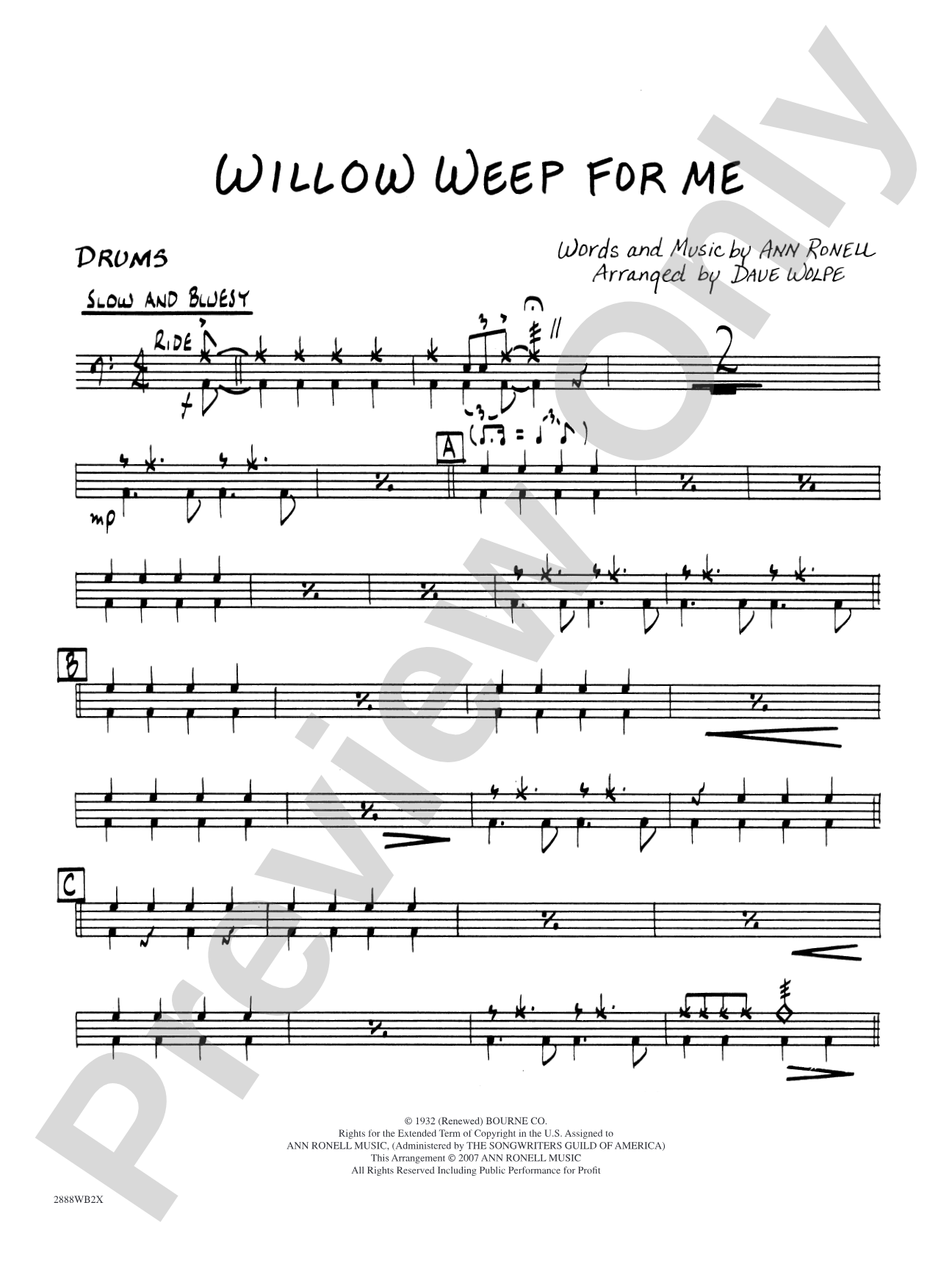 Willow Weep for Me: Drums