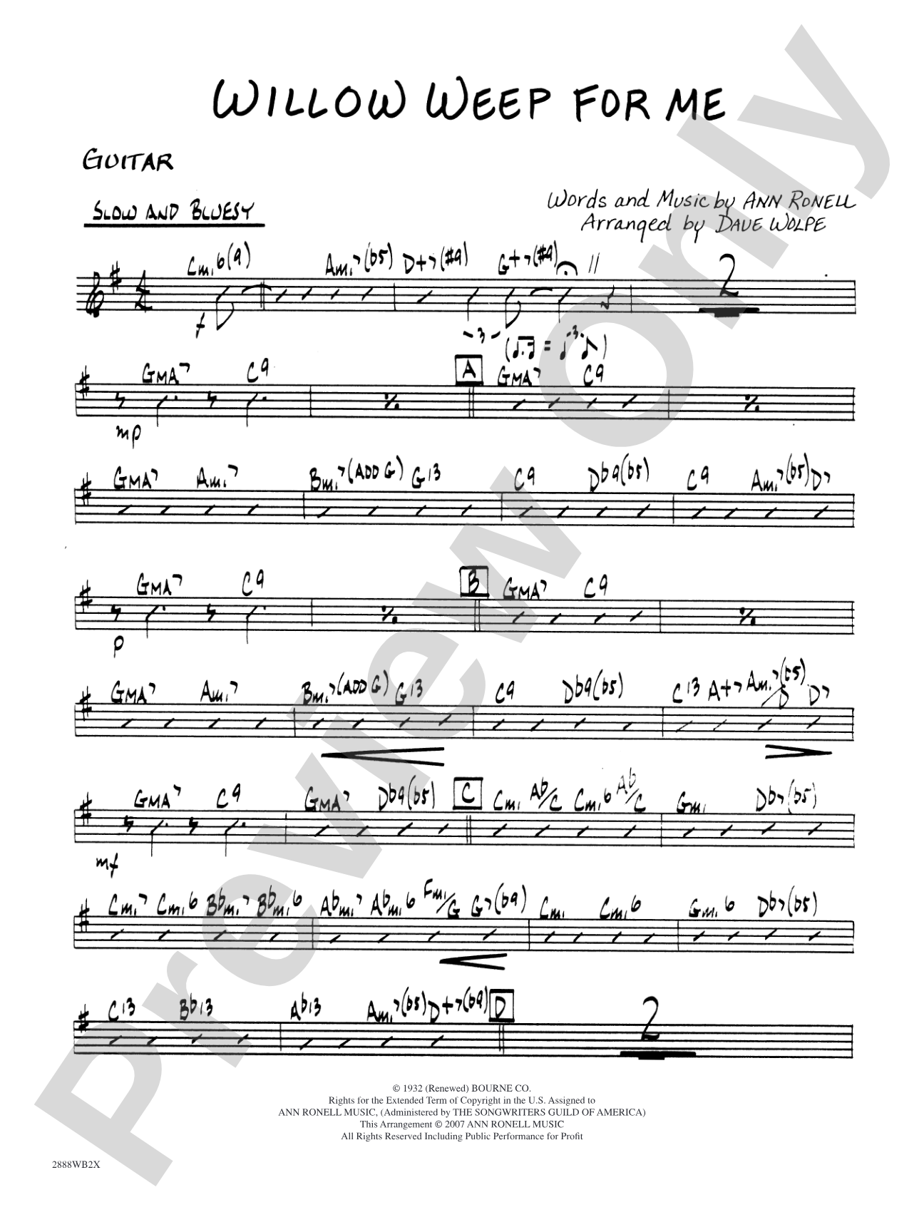 Willow Weep for Me: Guitar