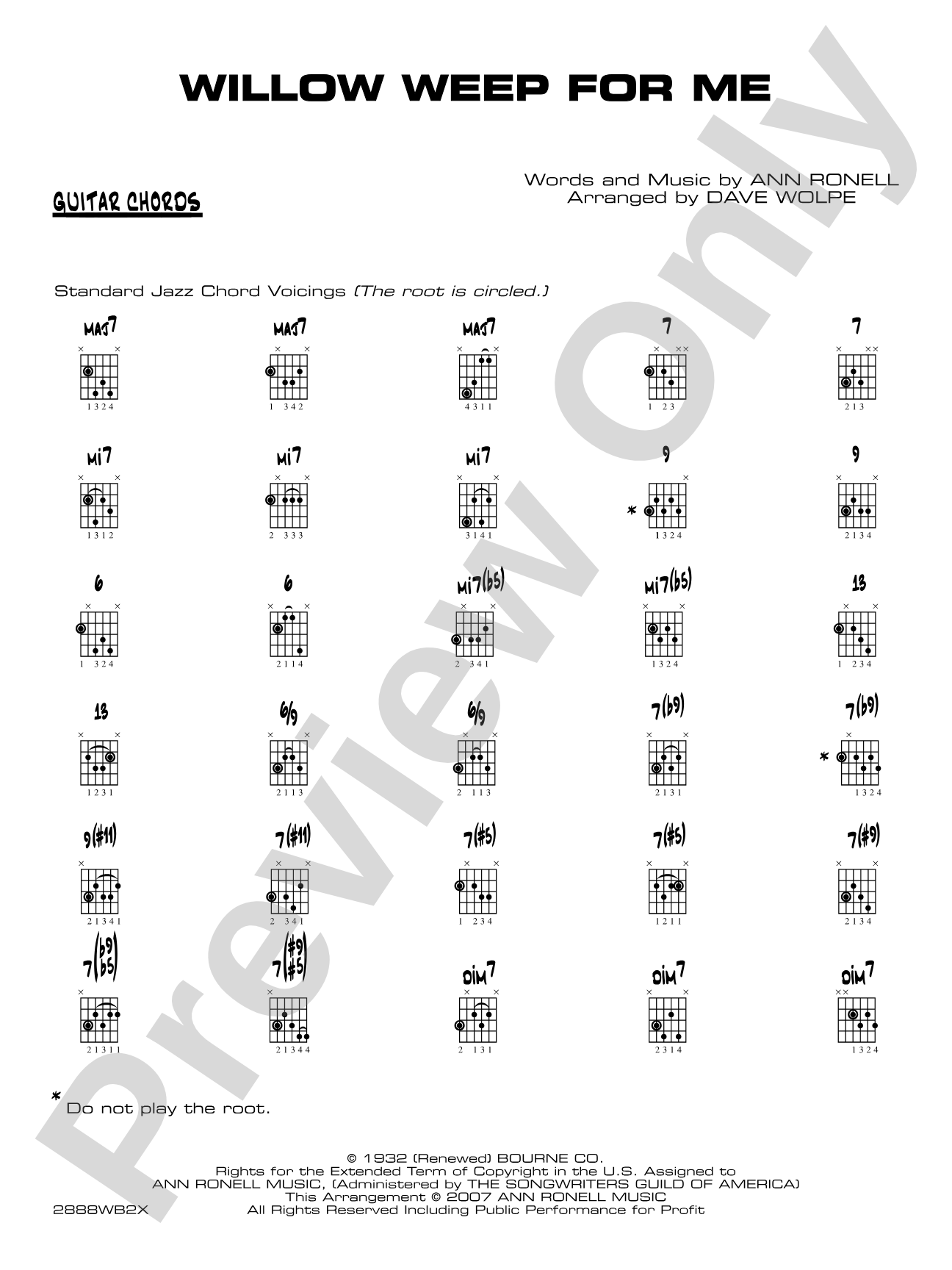 Willow Weep for Me: Guitar Chords
