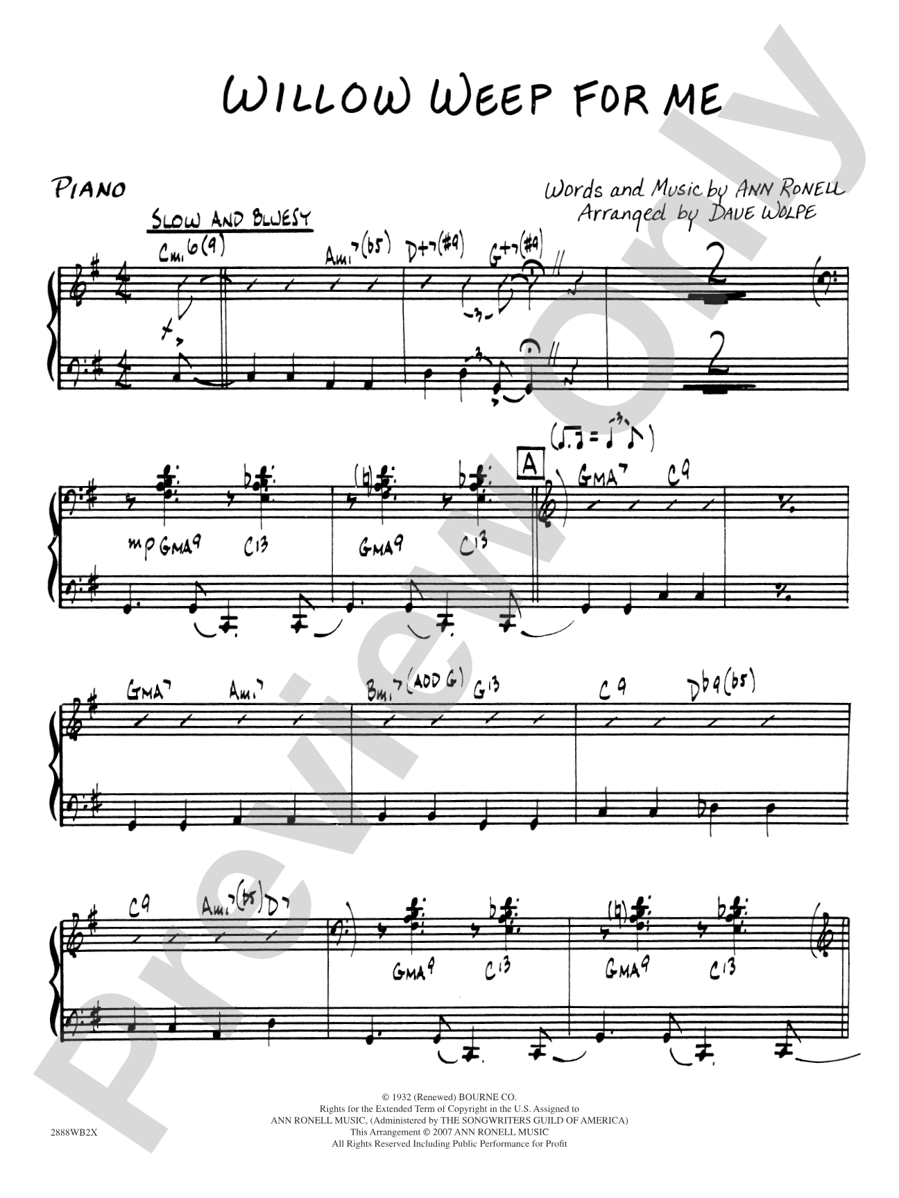 Willow Weep for Me: Piano Accompaniment