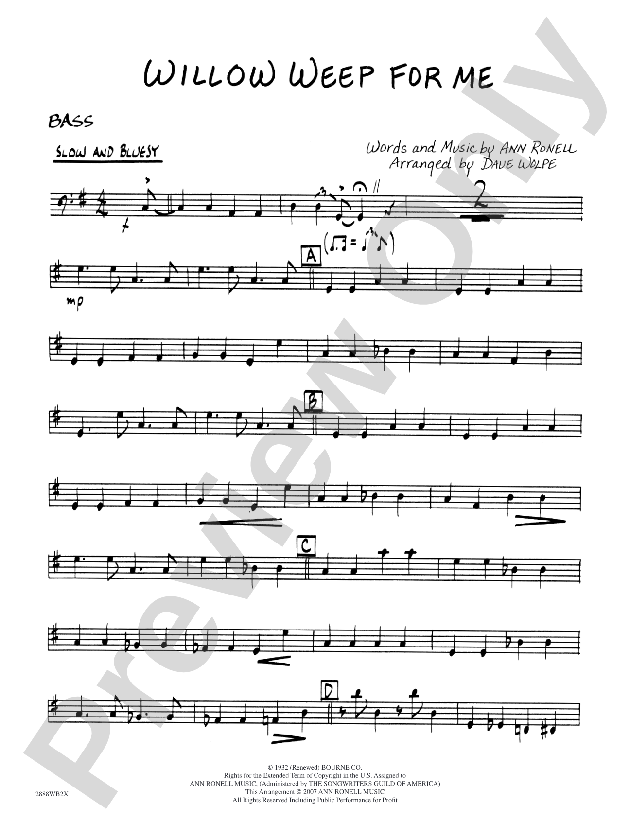 Willow Weep for Me: String Bass