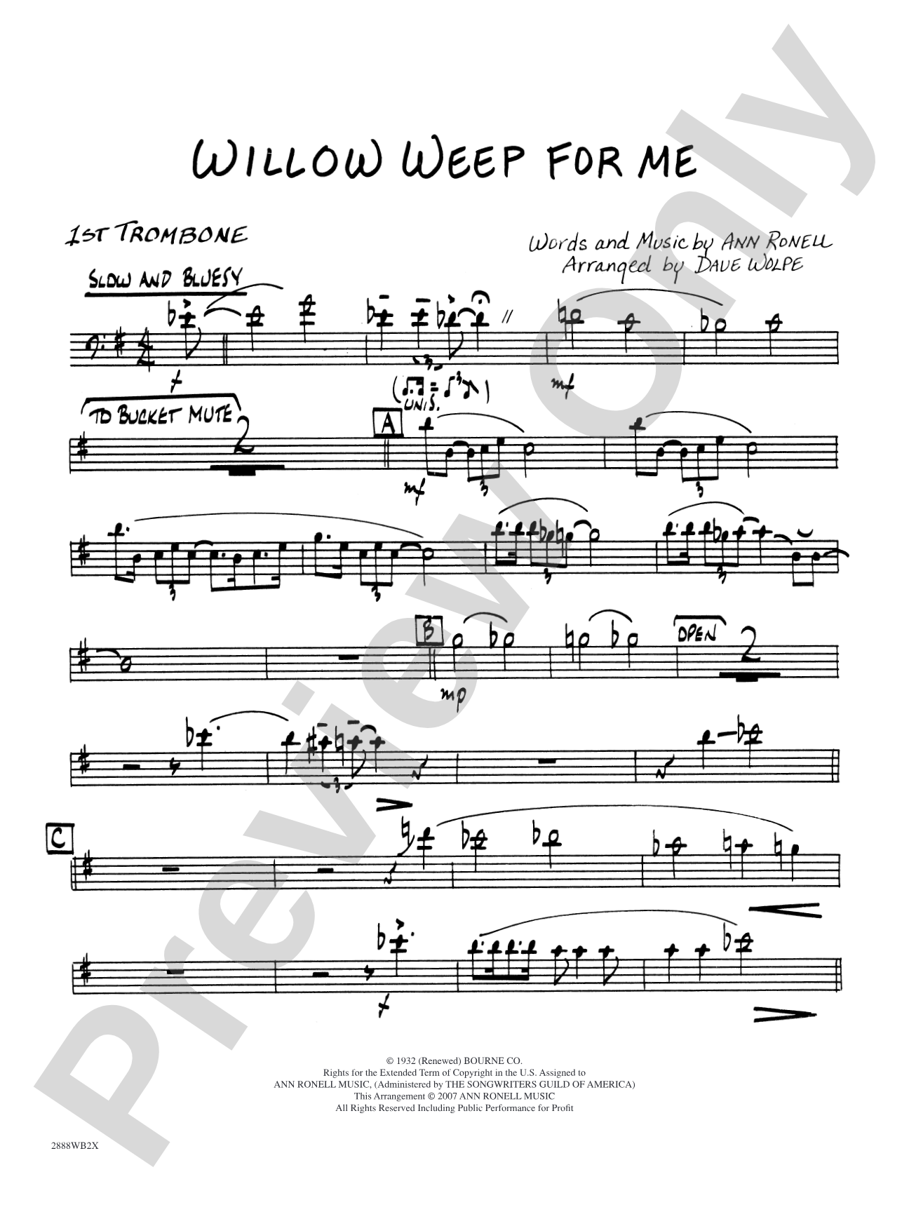 Willow Weep for Me: 1st Trombone