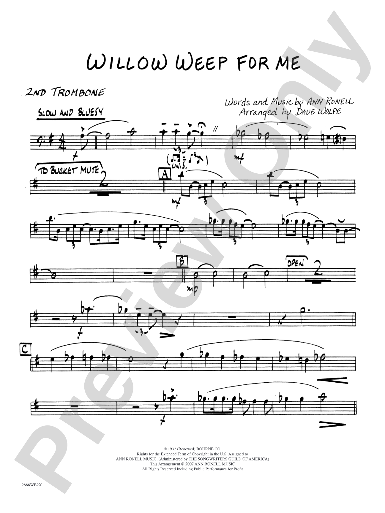 Willow Weep for Me: 2nd Trombone