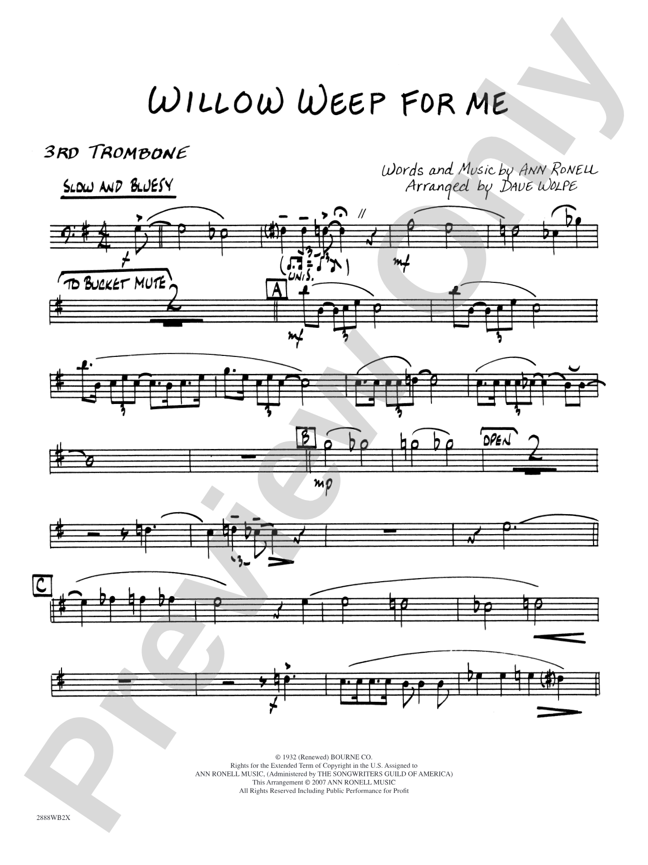 Willow Weep for Me: 3rd Trombone