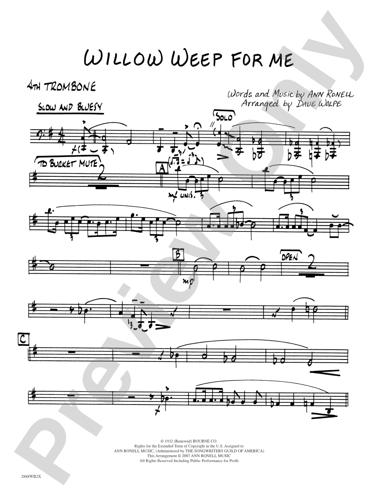Willow Weep for Me: 4th Trombone