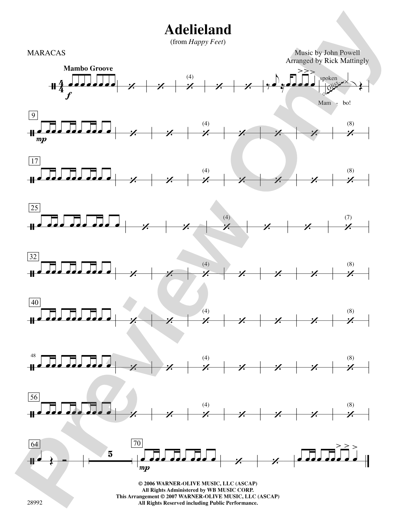 Adelieland (from Happy Feet): 2nd Percussion