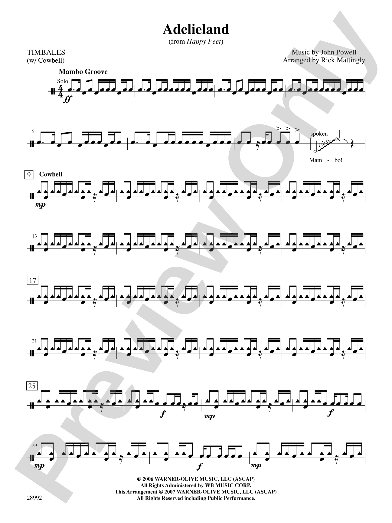 Adelieland (from Happy Feet): 5th Percussion