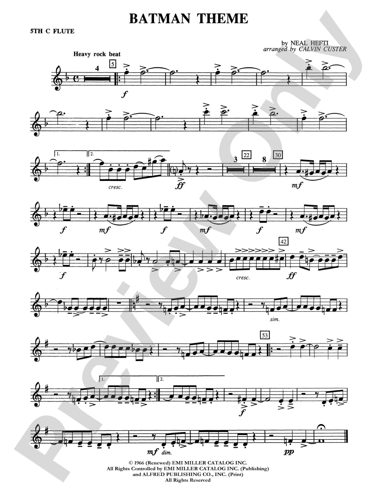 Batman Theme (from the Original TV Series): 5th Flute