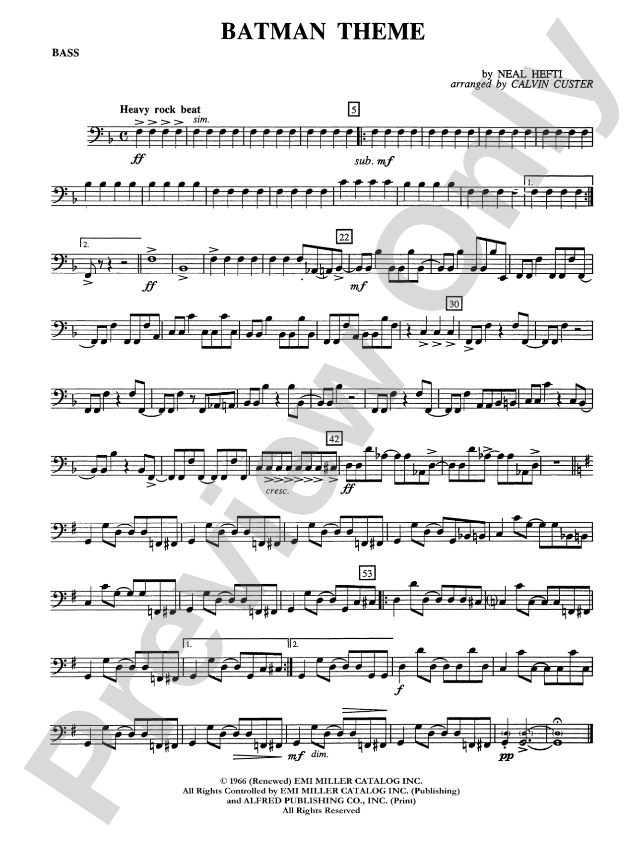 Batman Theme (from the Original TV Series): String Bass