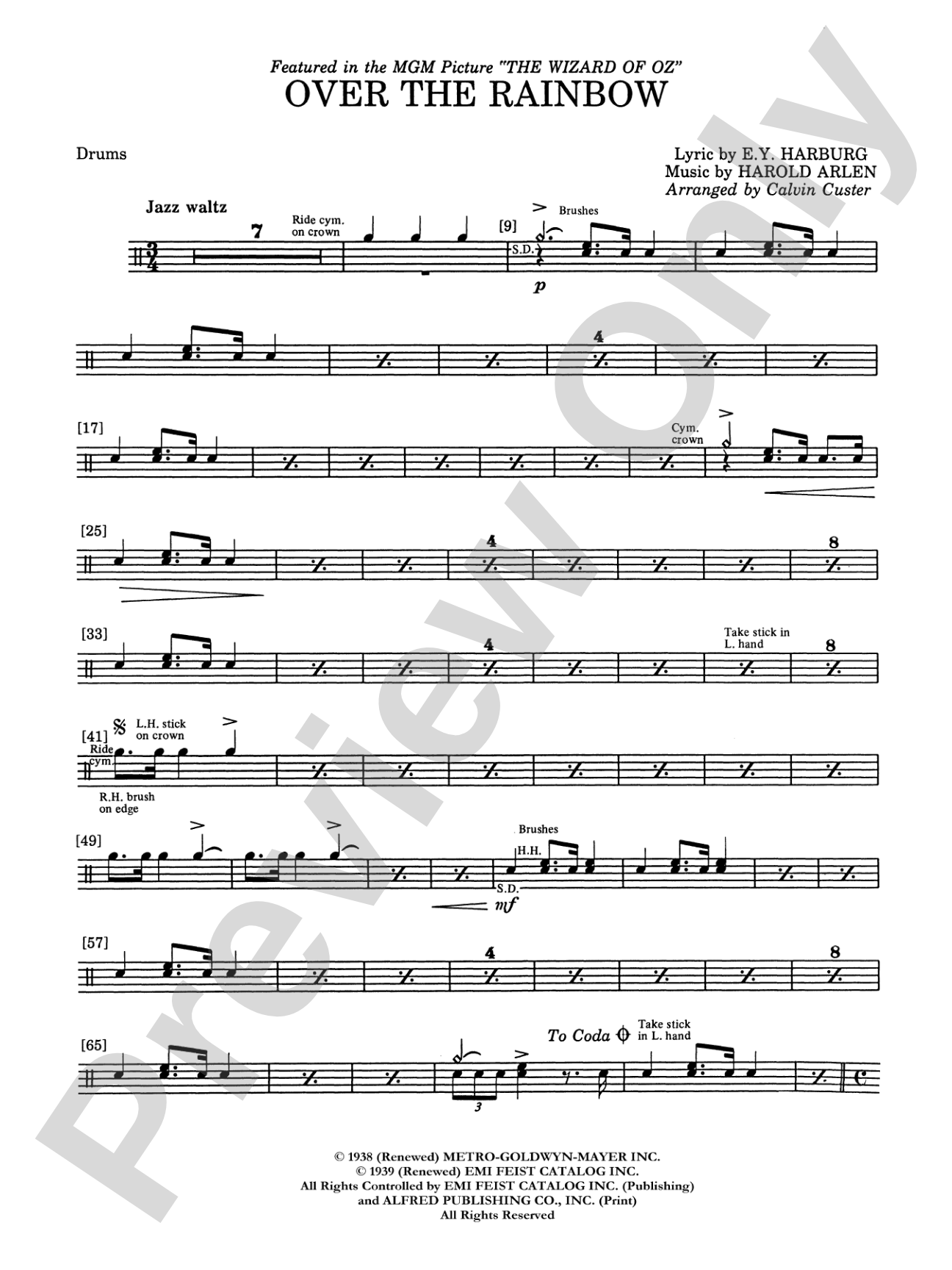 Over the Rainbow: Drums