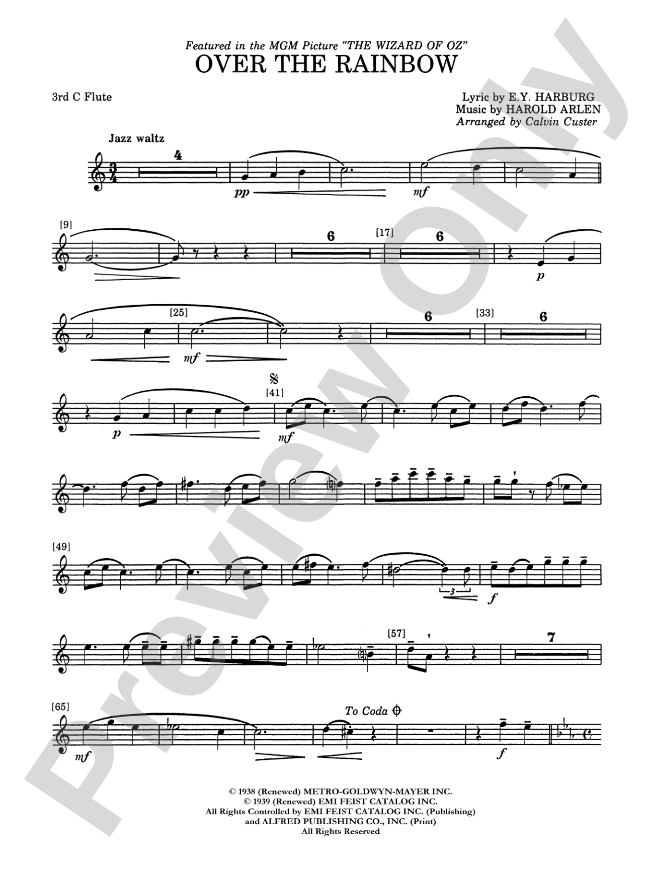 Over the Rainbow: 3rd Flute