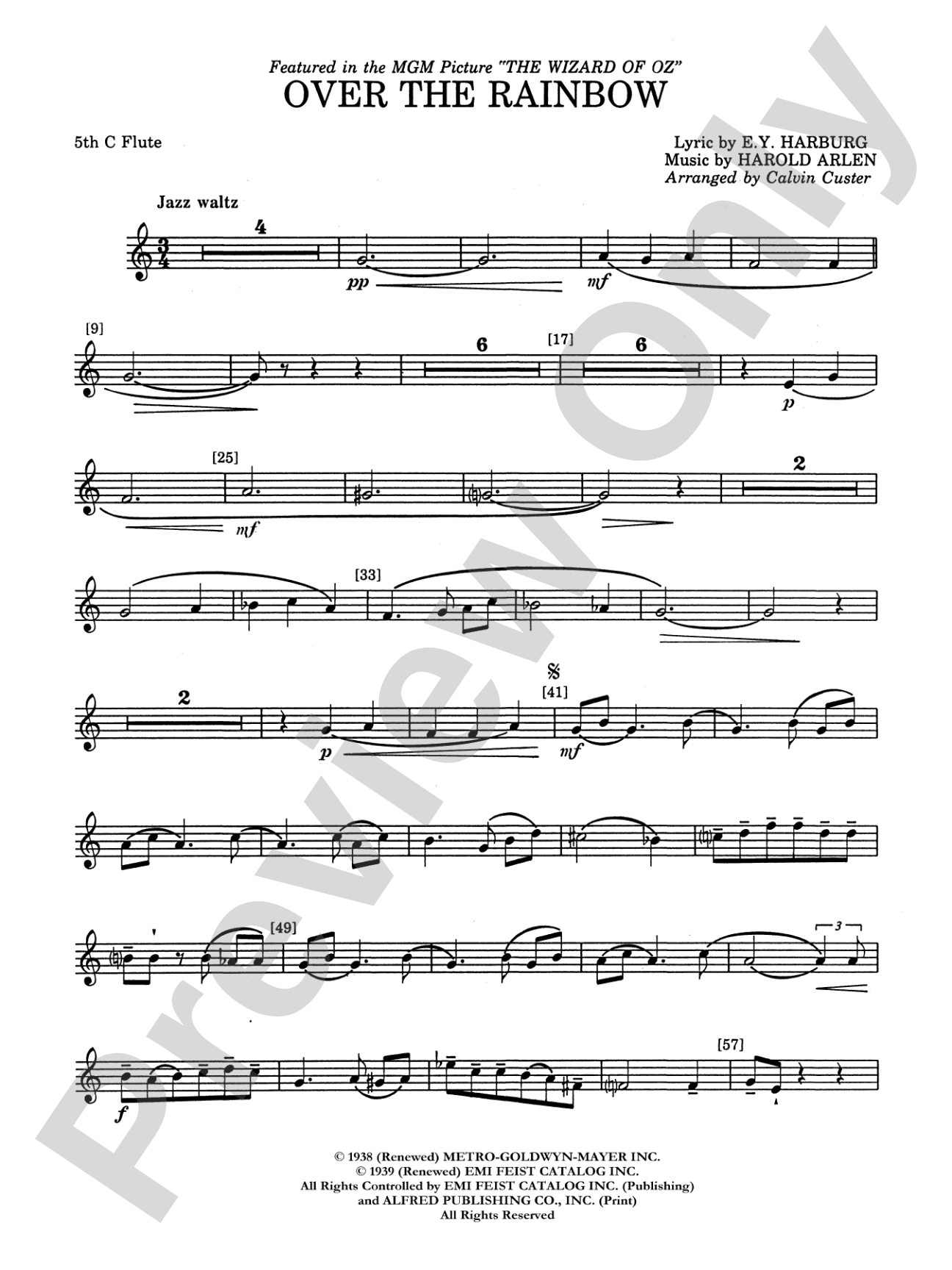 Over the Rainbow: 5th Flute