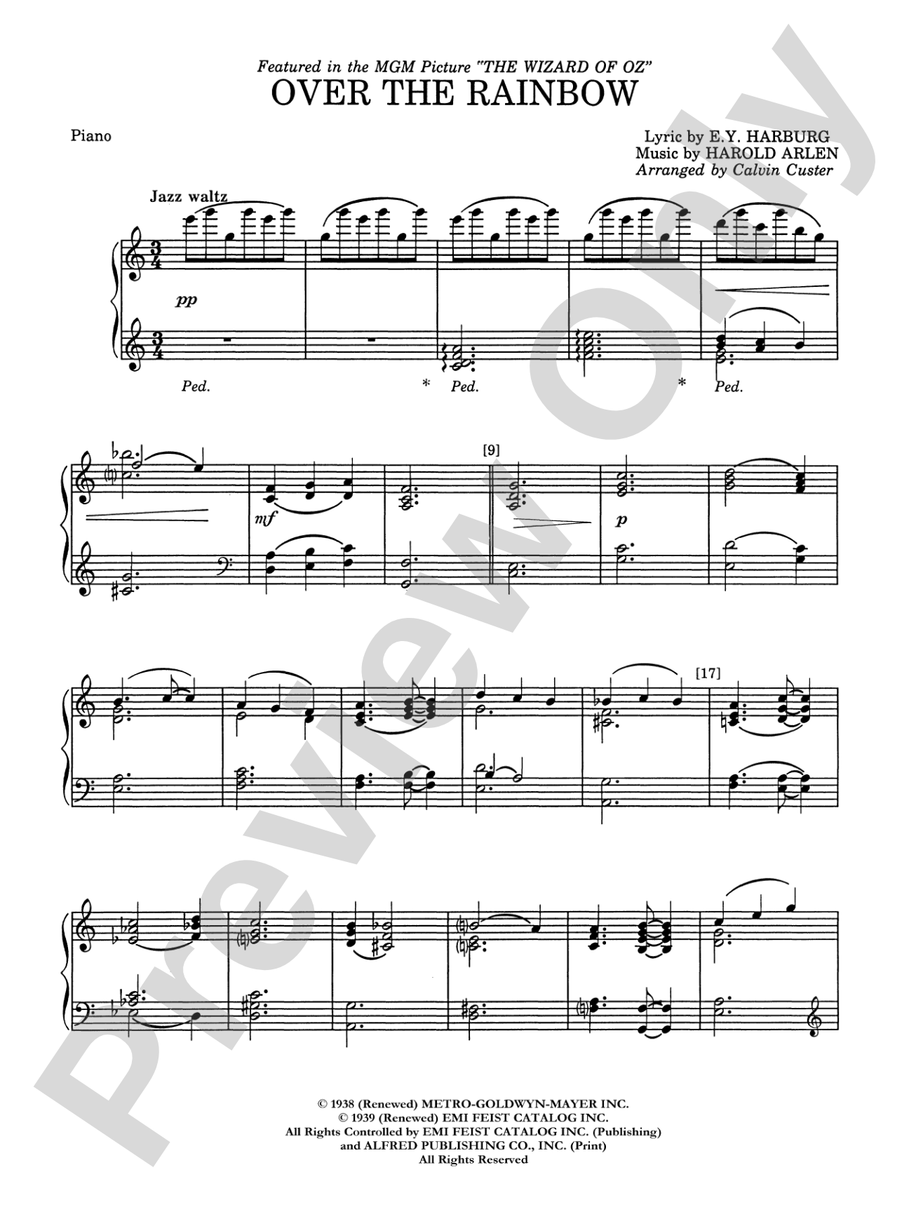 Over the Rainbow: Piano Accompaniment